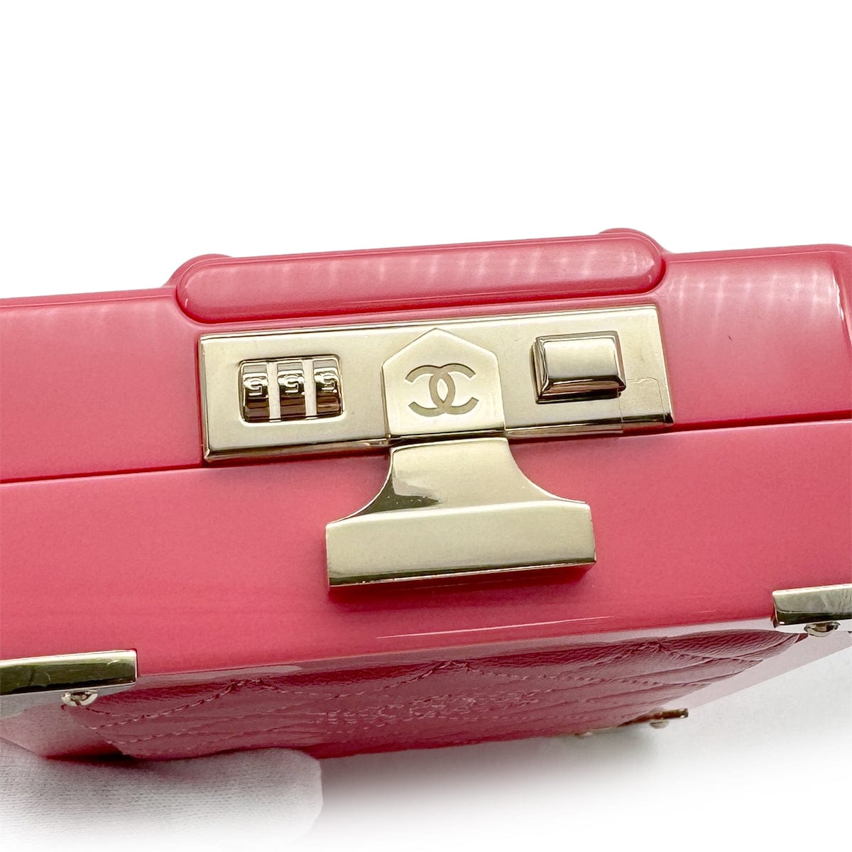 Luxury Promise Japan CHANEL EVENING IN THE AIR SUITCASE CHAIN SHOULDER BAG PINK PLASTIC LEATHER 90307214