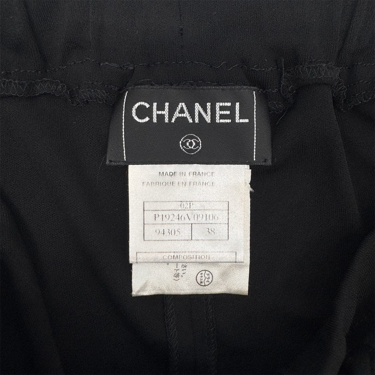 Luxury Promise Japan CHANEL FRILLS PANTS BLACK RAYON 38 02P RTW 90283631