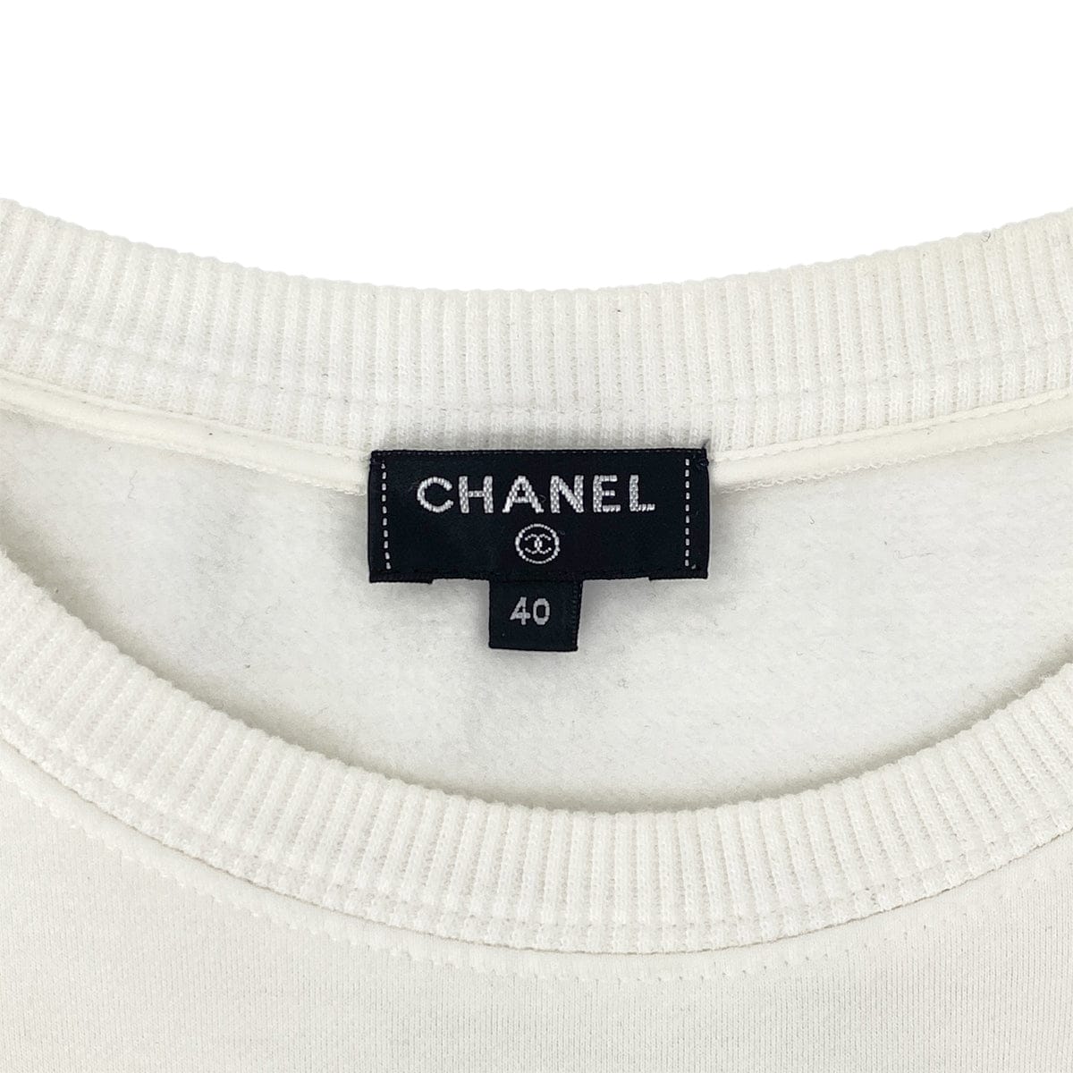 Luxury Promise Japan CHANEL GABRIELLE LONG SLEEVE SWEATSHIRT WHITE COTTON 40 P57 RTW 90297269