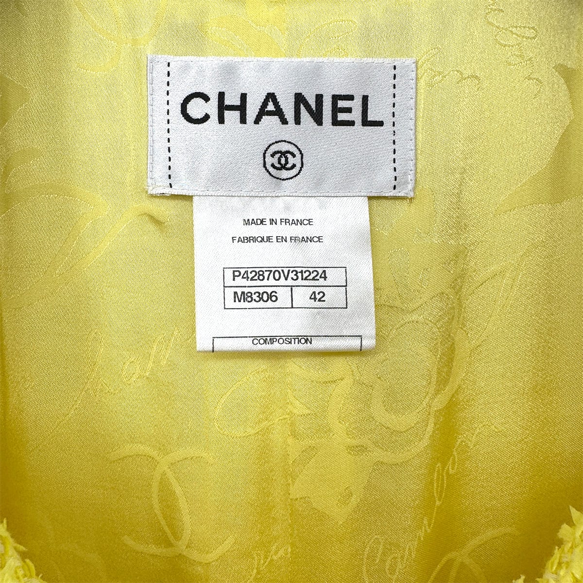 Luxury Promise Japan CHANEL GRIPOA COCO BUTTON SLEEVELESS TWEED DRESS WITH BELT YELLOW COTTON 42 P42 RTW 90288722