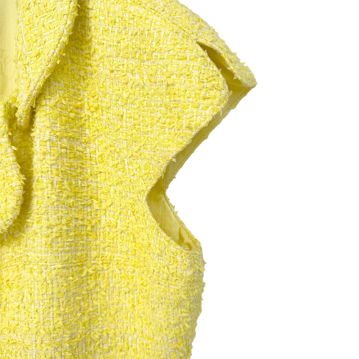Luxury Promise Japan CHANEL GRIPOA COCO BUTTON SLEEVELESS TWEED DRESS WITH BELT YELLOW COTTON 42 P42 RTW 90288722