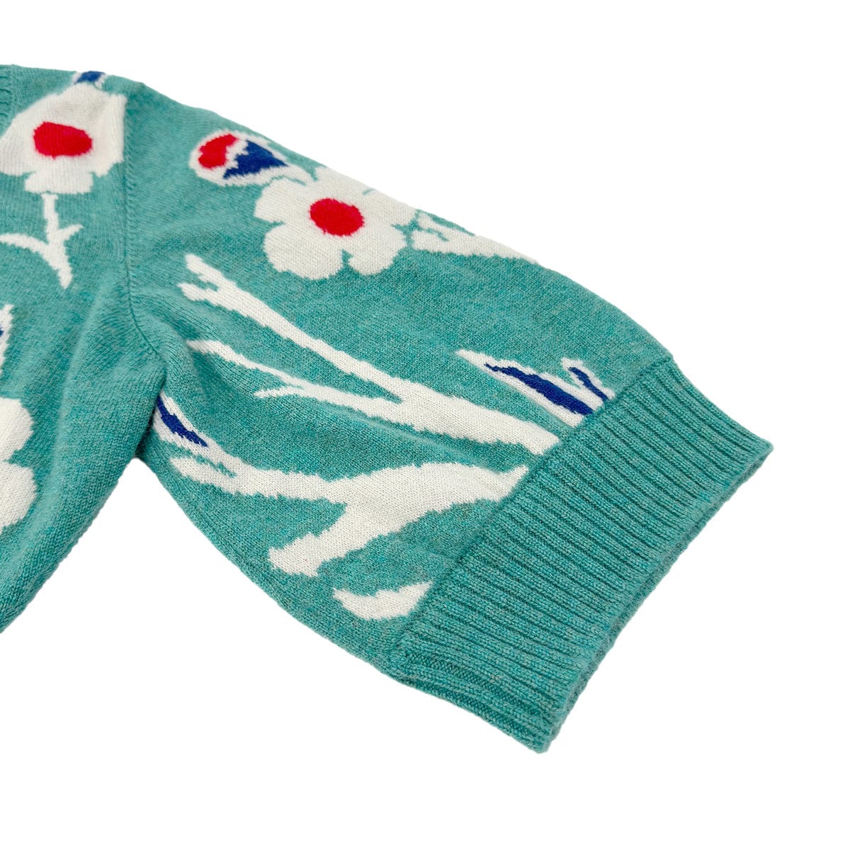 Luxury Promise Japan CHANEL GRPOIX BUTTON FLOWER MOTIF CARDIGAN TURQUOISE CASHMERE 38 P50 RTW 90290325