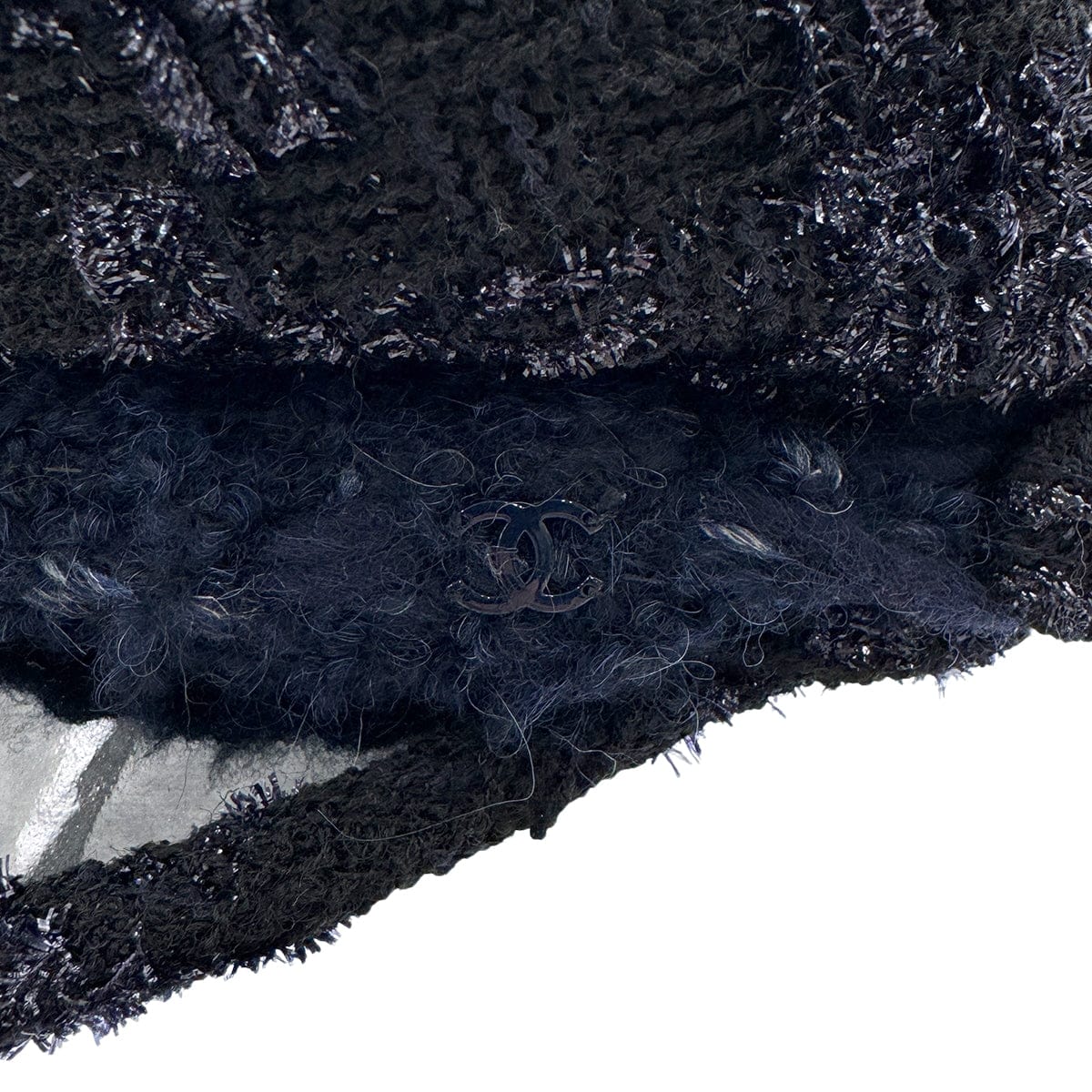 Luxury Promise Japan CHANEL HAT COCOMARK TWEED BLACK NAVY WOOL M ACCESSORY 90320166