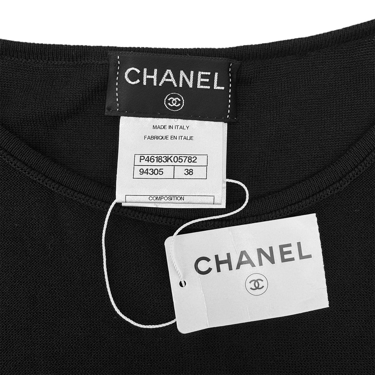 Luxury Promise Japan CHANEL JACQUARD CC SLEEVELESS TOPS BLACK COTTON 38 P46 RTW 90290201