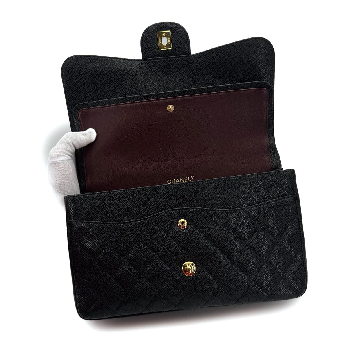 Luxury Promise Japan CHANEL JUMBO MATELASSE 30 CHAIN SHOULDER BAG BLACK CAVIAR SKIN GOLD HARDWARE 90312497