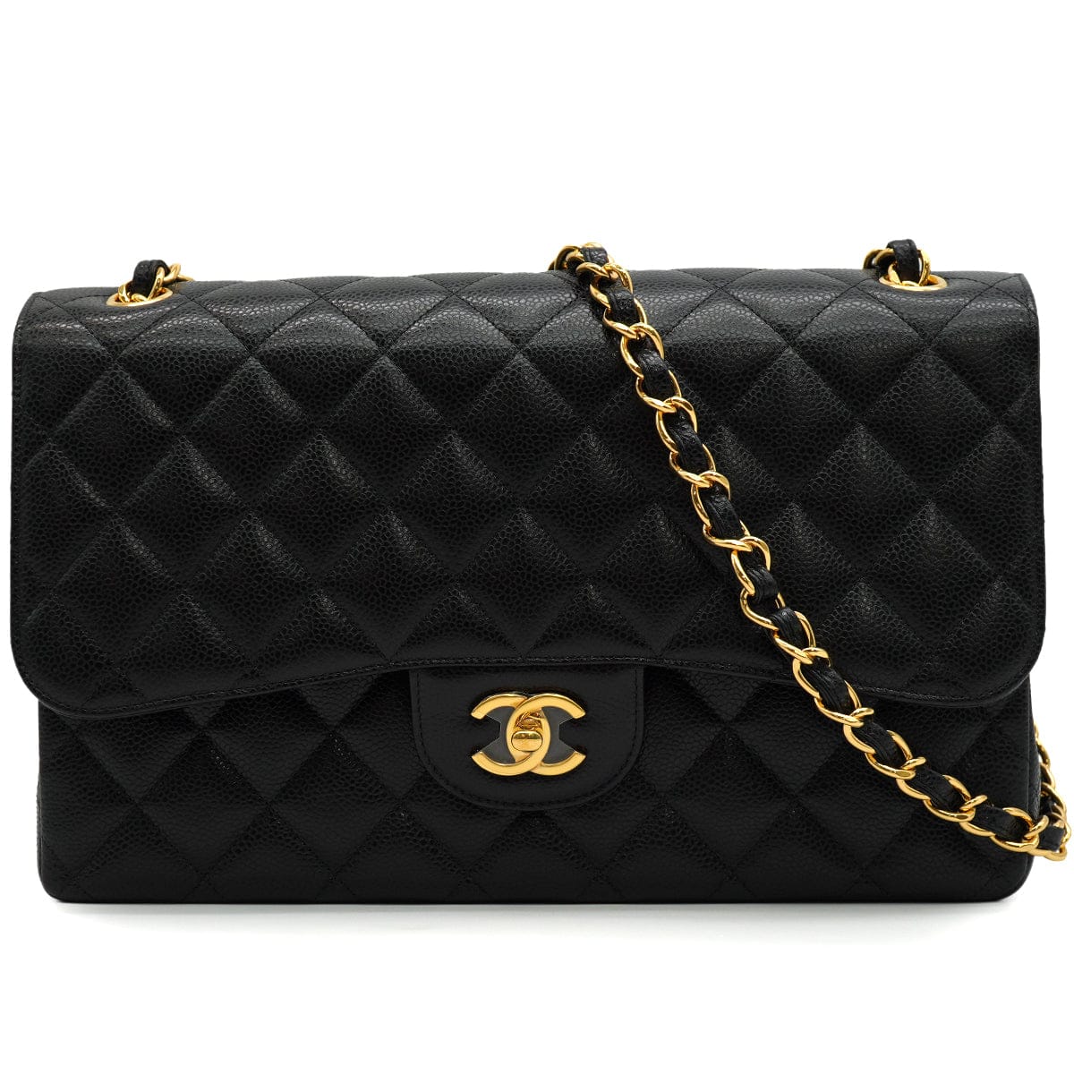 Luxury Promise Japan CHANEL JUMBO MATELASSE 30 CHAIN SHOULDER BAG BLACK CAVIAR SKIN GOLD HARDWARE 90345160
