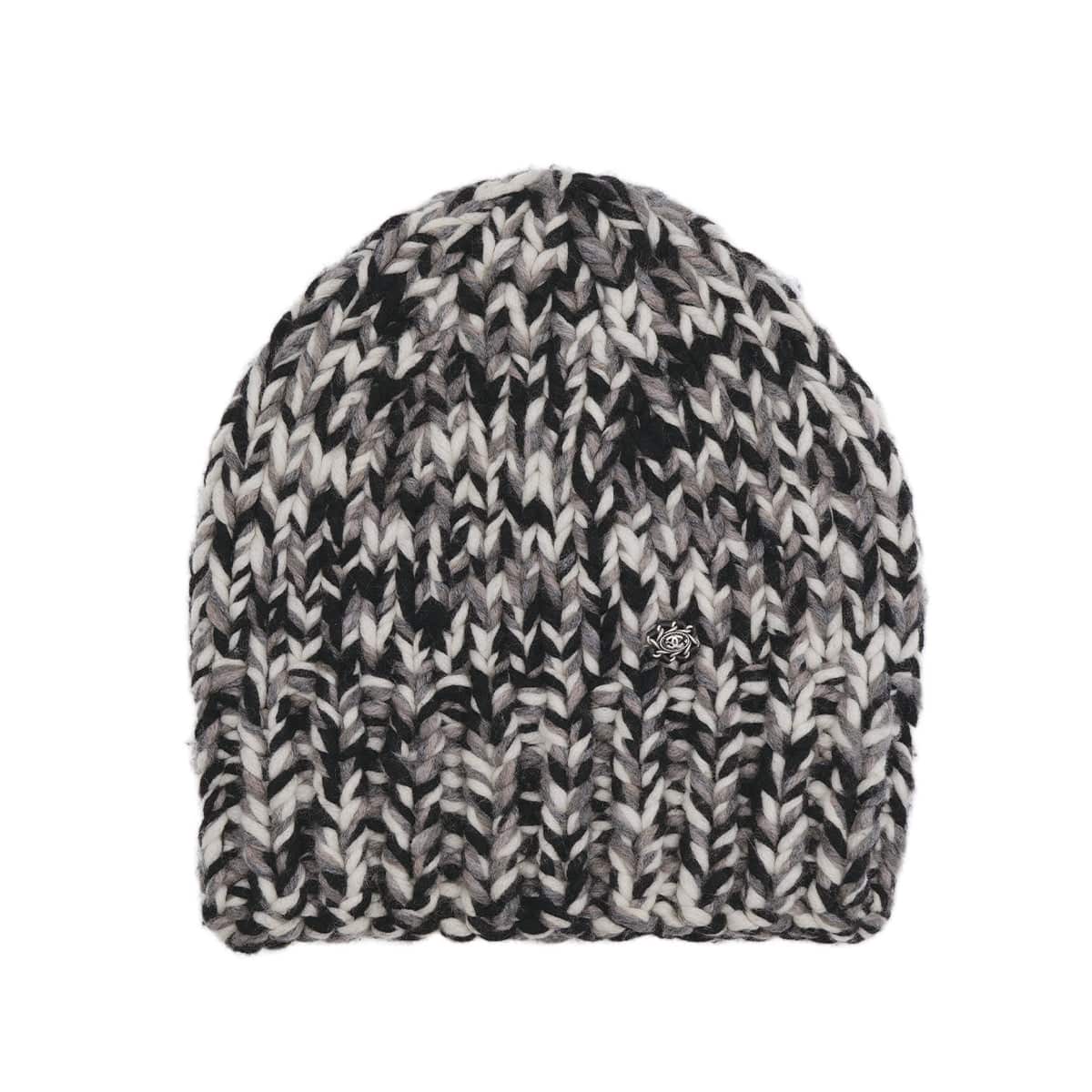 Luxury Promise Japan CHANEL KNIT HAT COCOMARK BLACK WHITE M RTW 90314405