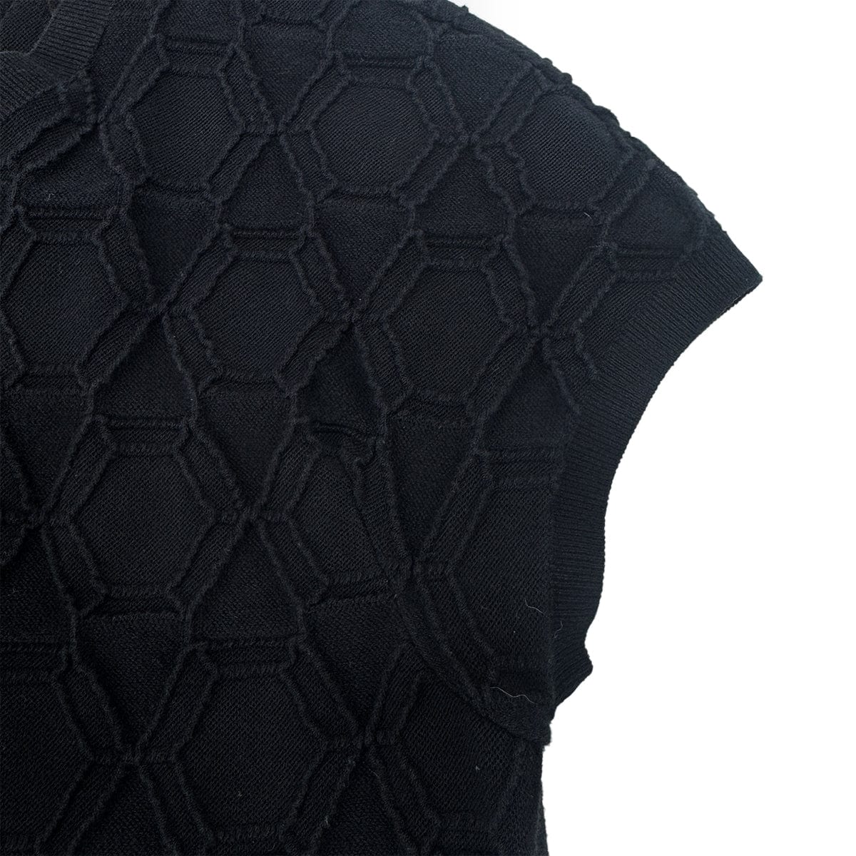 Luxury Promise Japan CHANEL KNIT TOPS SHORT SLEEVE BLACK COTTON 40 P53 RTW 90283635