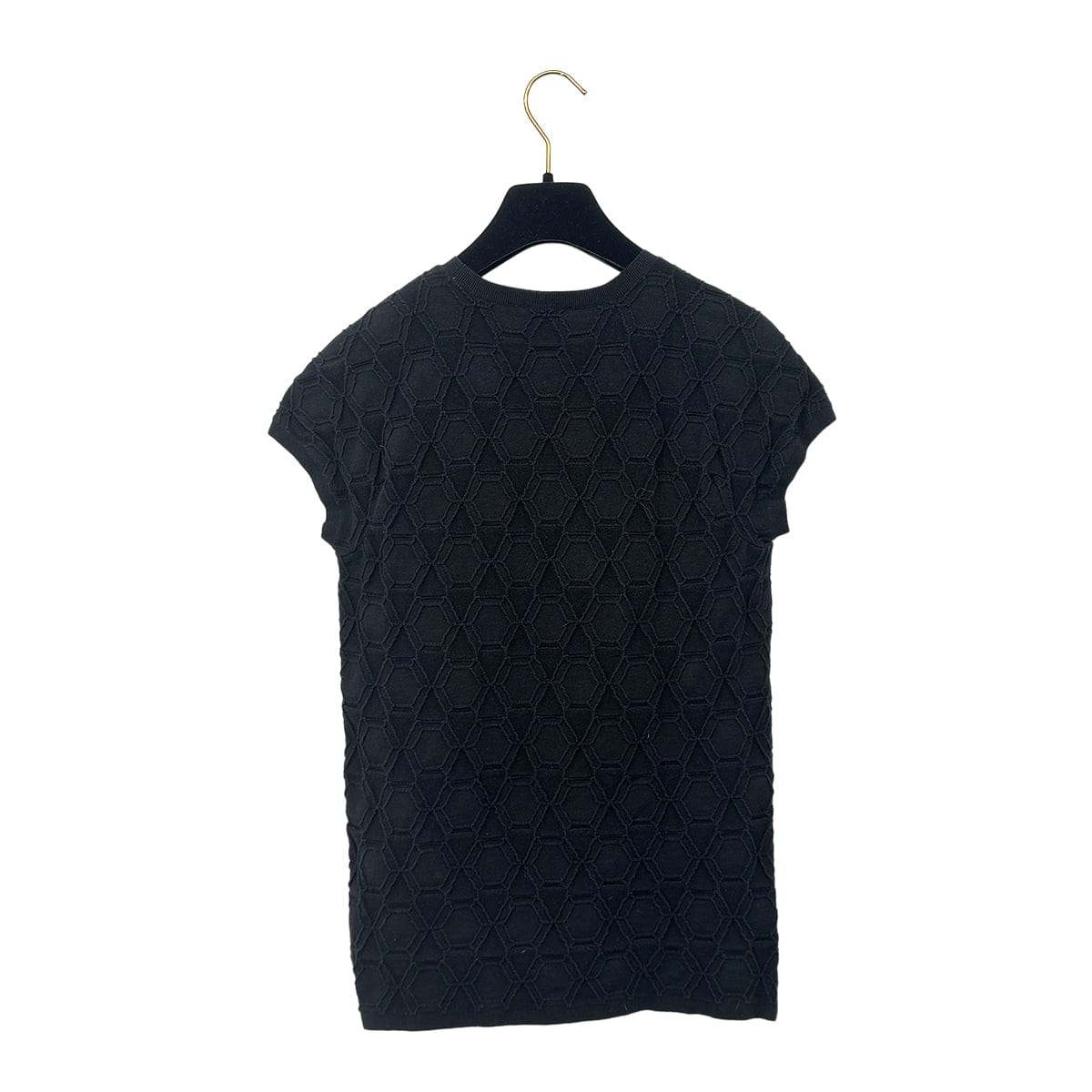 Luxury Promise Japan CHANEL KNIT TOPS SHORT SLEEVE BLACK COTTON 40 P53 RTW 90283635