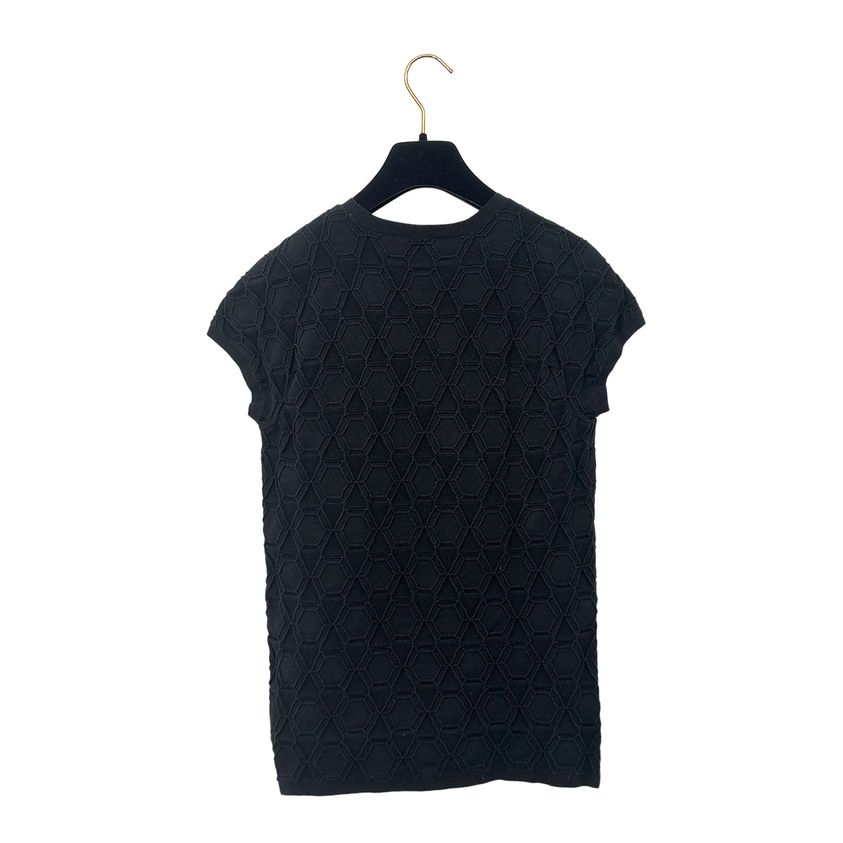 Luxury Promise Japan CHANEL KNIT TOPS SHORT SLEEVE BLACK COTTON 40 P53 RTW 90283635