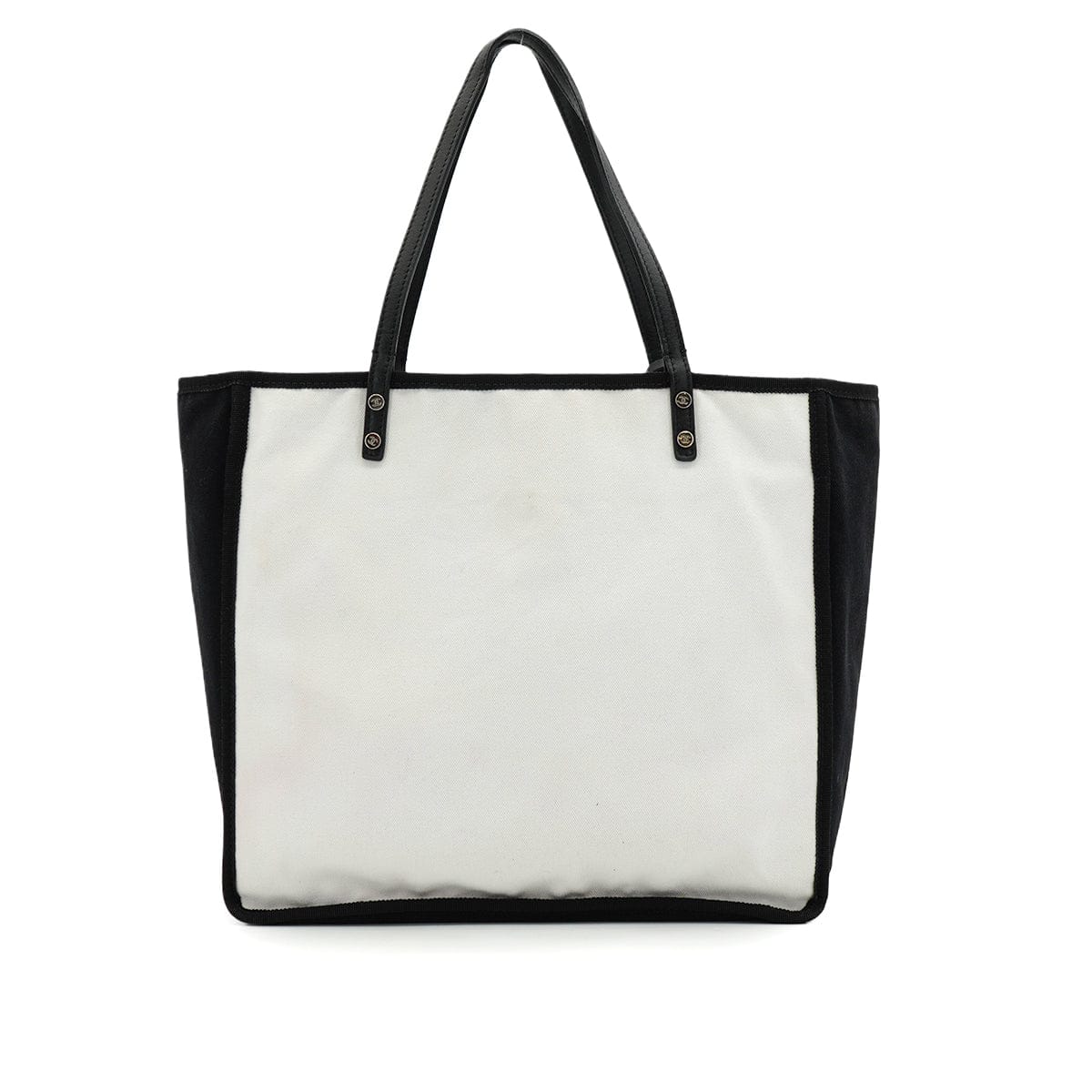 Luxury Promise Japan CHANEL LET'S LEMON STRAIGHT TOTE SHOULDER BAG WHITE CANVAS LEATHER SILVER HARDWARE 90343008