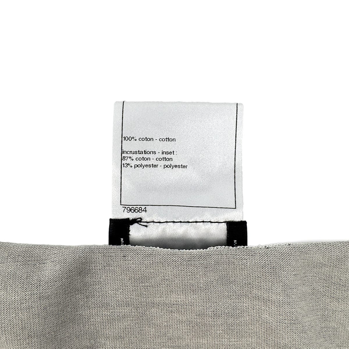 Luxury Promise Japan CHANEL LOGO LACE V-NECK SHORT SLEEVED SHIRT GRAY COTTON 38 P41 RTW 90295860