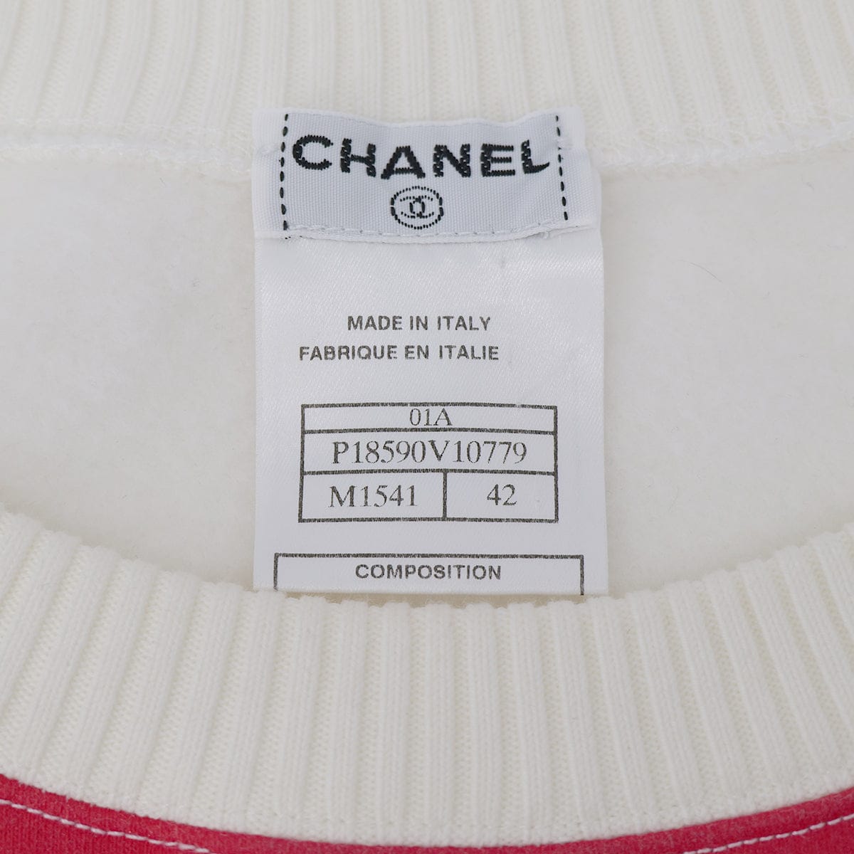 Luxury Promise Japan CHANEL MADEMOISELLE LONG SLEEVE SWEATSHIRT WHITE COTTON 42 01A RTW 90301749