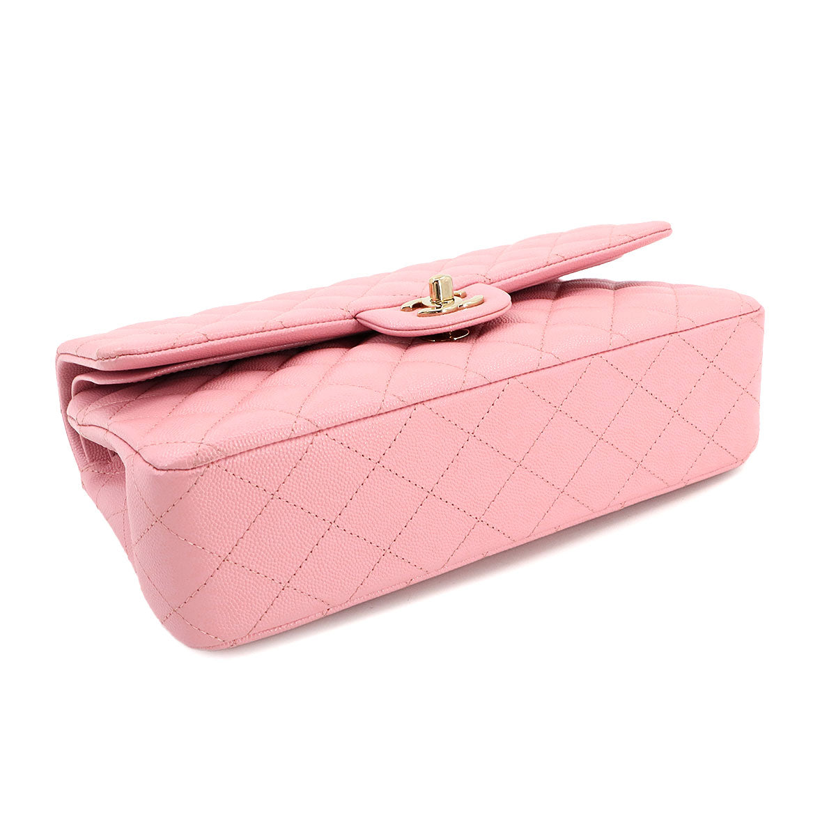 Luxury Promise Japan CHANEL Matelasse 25 Chain Shoulder Bag in Pink Caviar Leather (A01112) with Gold Hardware and Coco Mark. Product Code: 90300332.