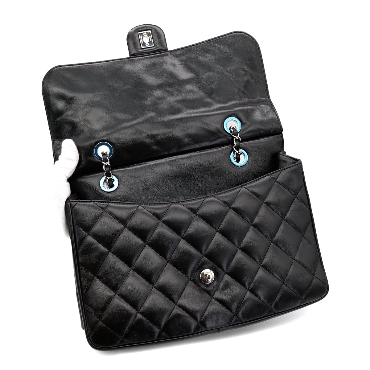 Luxury Promise Japan CHANEL MATELASSE 2WAY HAND CHAIN SHOULDER BAG BLACK LEATHER 90304700