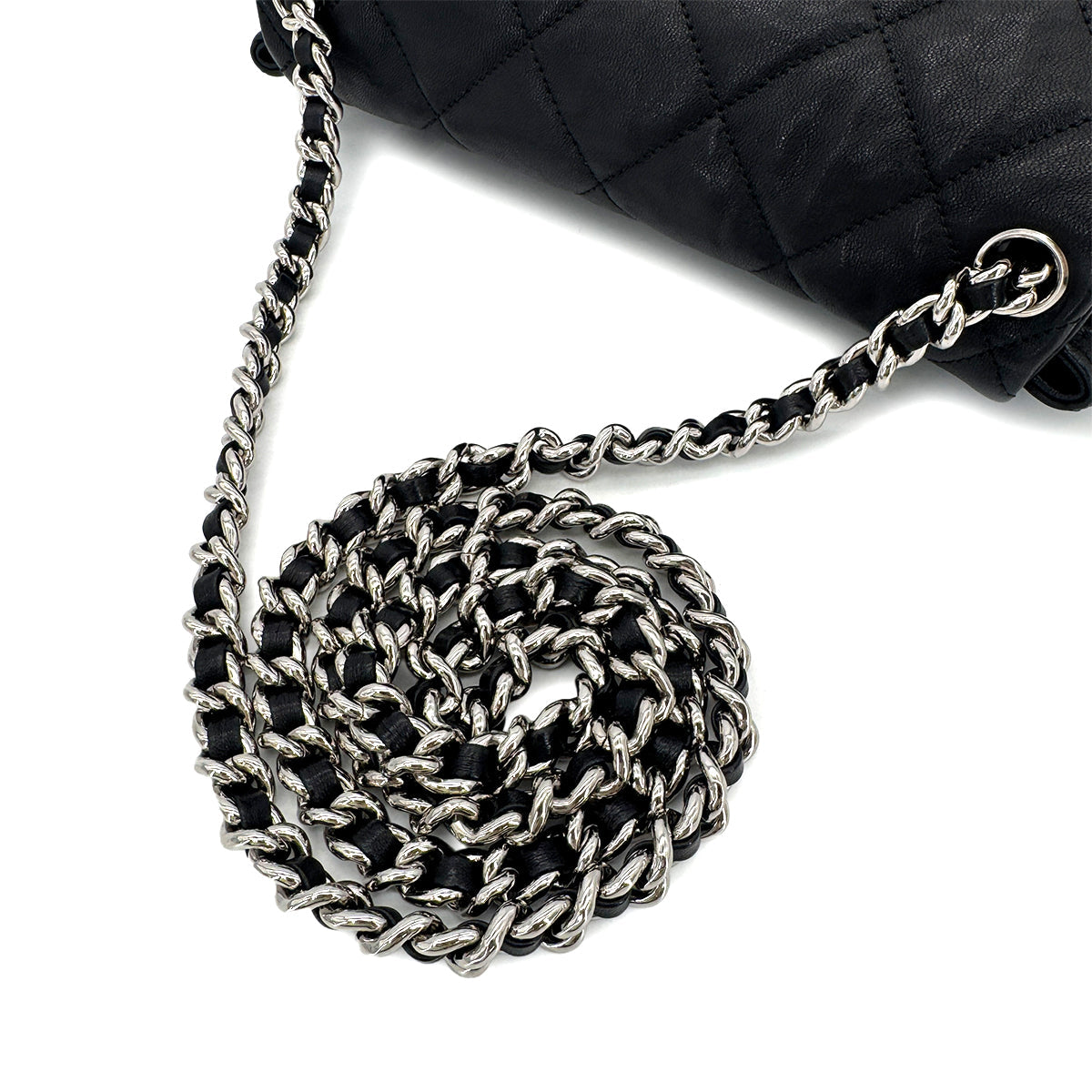 Luxury Promise Japan CHANEL MATELASSE CHAIN AROUND SHOULDER BAG BLACK LEATHER 90301101