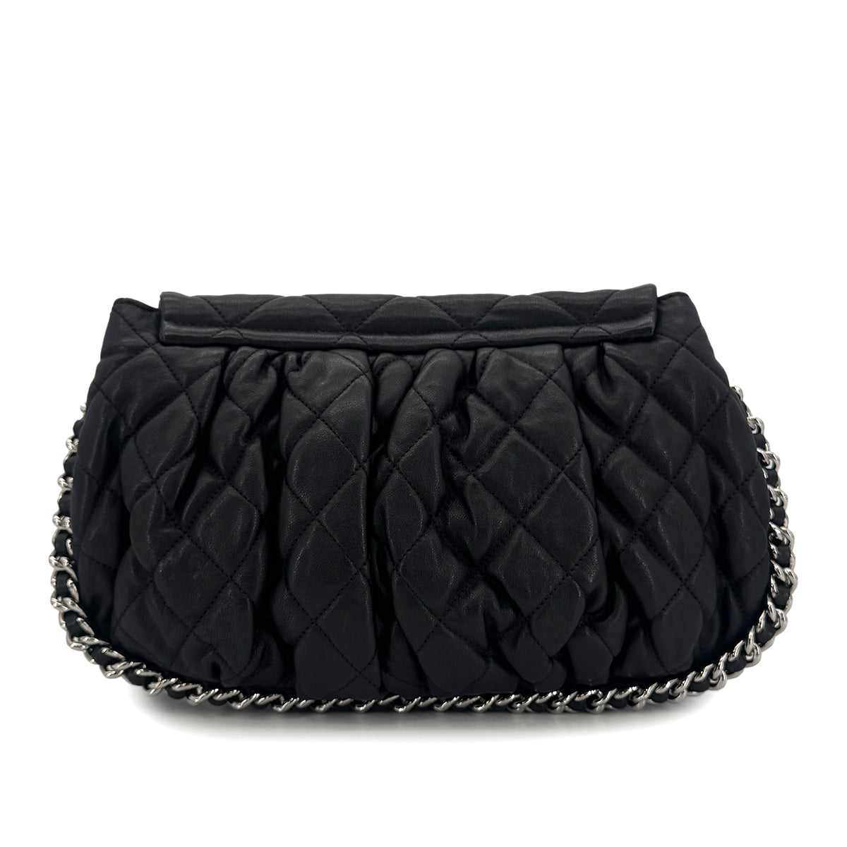 Luxury Promise Japan CHANEL MATELASSE CHAIN AROUND SHOULDER BAG BLACK LEATHER 90301101