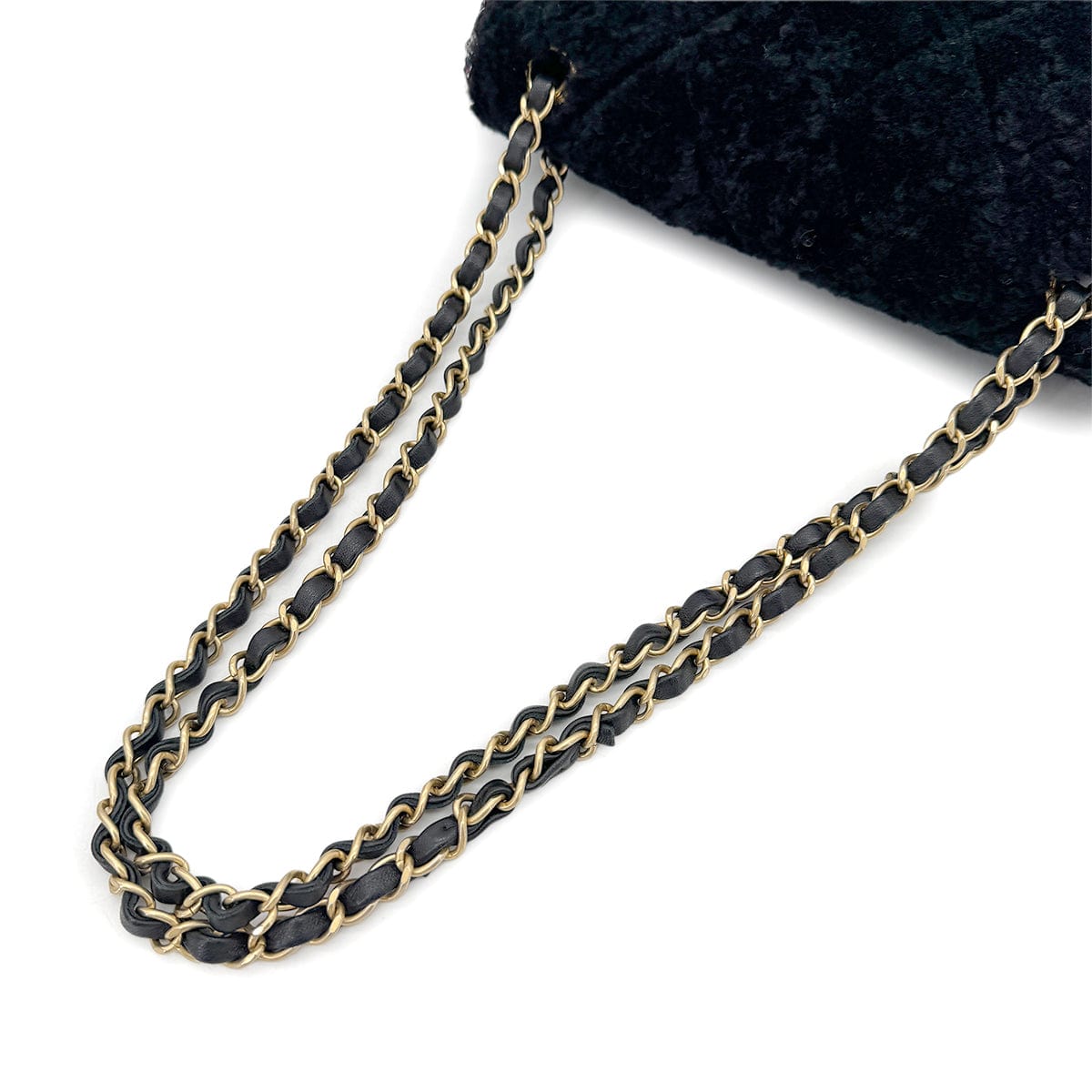 Luxury Promise Japan CHANEL MATELASSE CHAIN SHOULDER BAG BLACK FAR TWEED SEQUINS 90292747