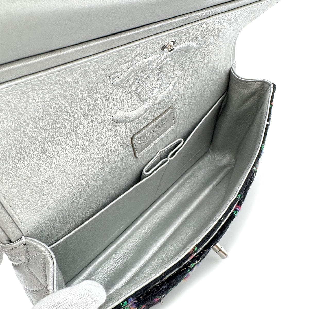 Luxury Promise Japan CHANEL MATELASSE CHAIN SHOULDER BAG BLACK GREEN TWEED 90294174