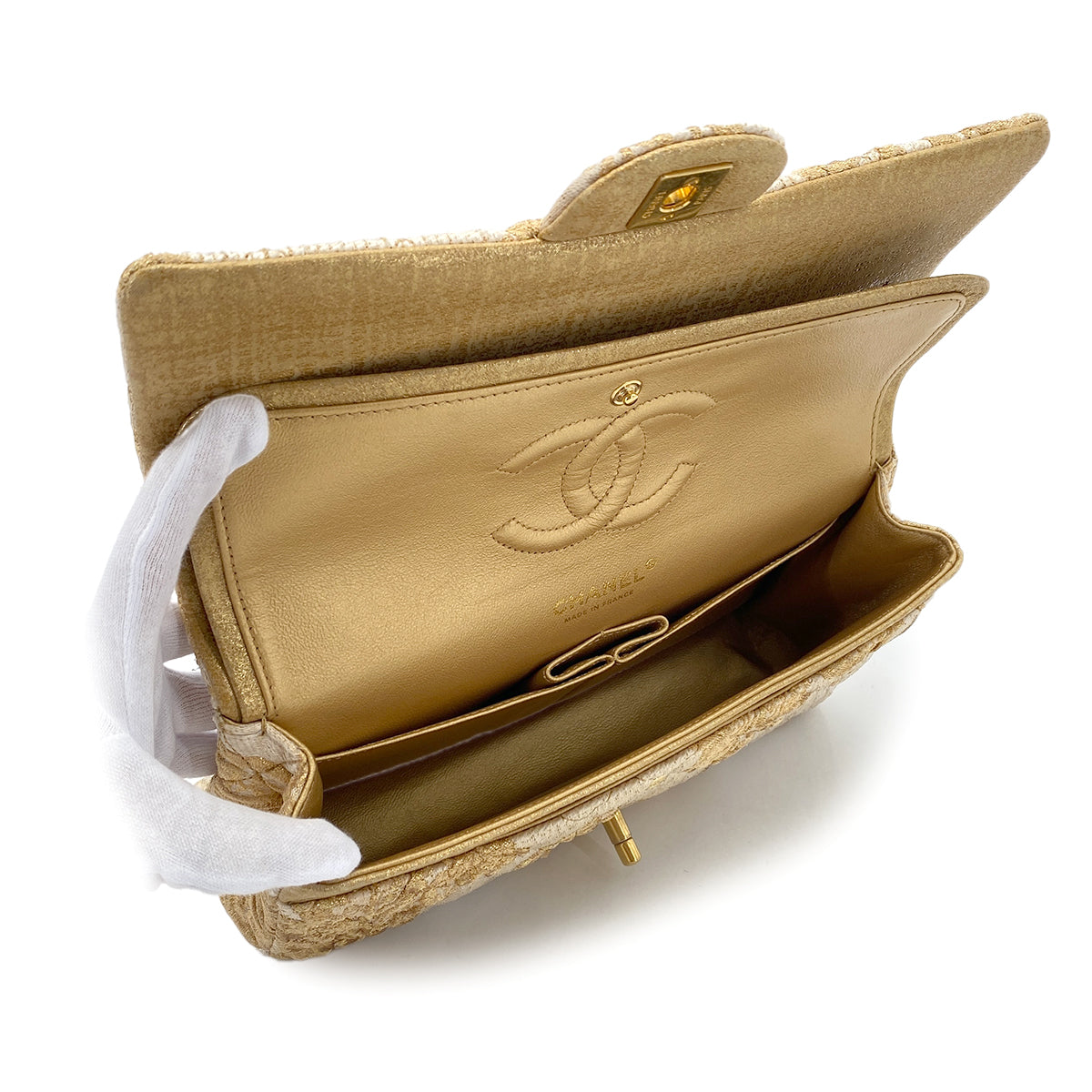 Luxury Promise Japan CHANEL MATELASSE CHAIN SHOULDER BAG GOLD JACQUARD 90289357