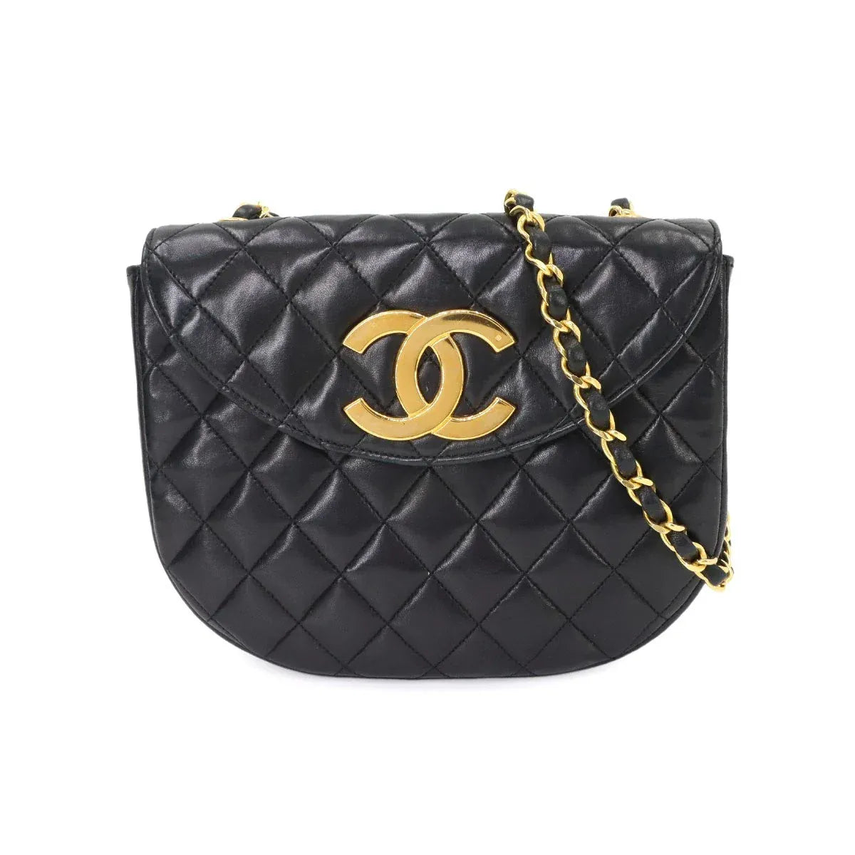 Luxury Promise Japan CHANEL Matelasse Chain Shoulder Bag Leather Black Coco Logos Purse 90330601