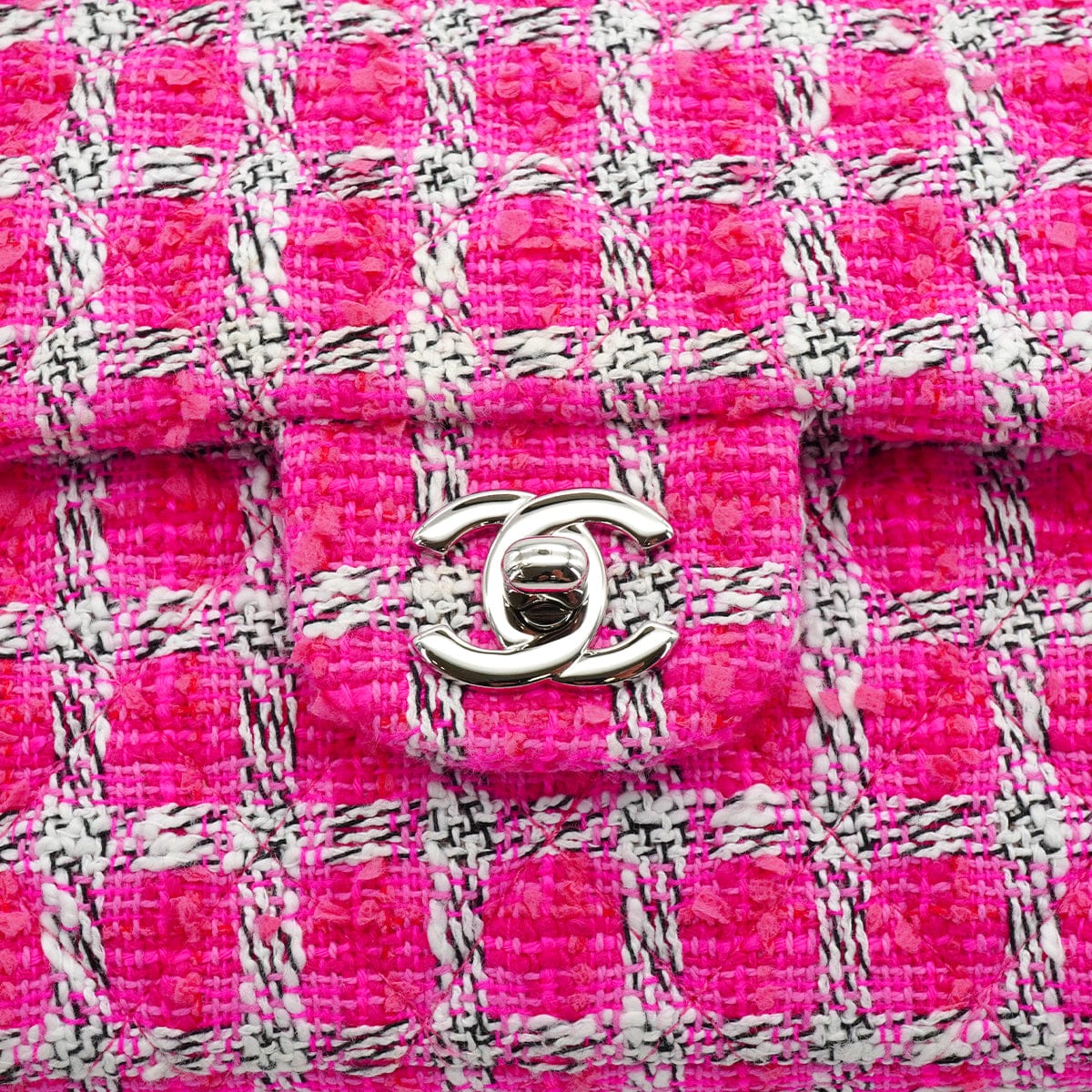 Luxury Promise Japan CHANEL MATELASSE CHAIN SHOULDER BAG PINK TWEED SILVER HARDWARE 90335041
