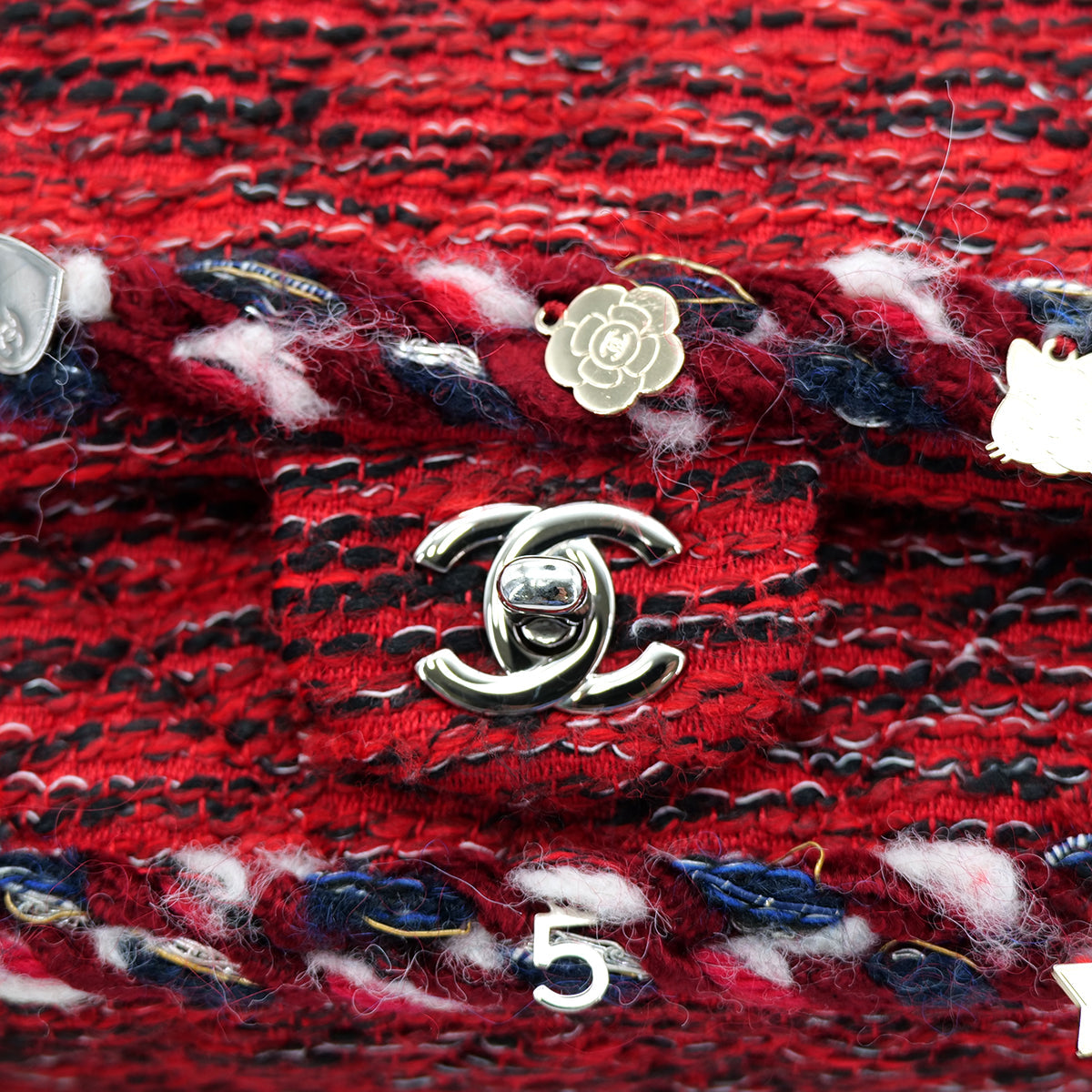 Luxury Promise Japan CHANEL MATELASSE CHAIN SHOULDER BAG RED TWEED ICON CHARM 90301722