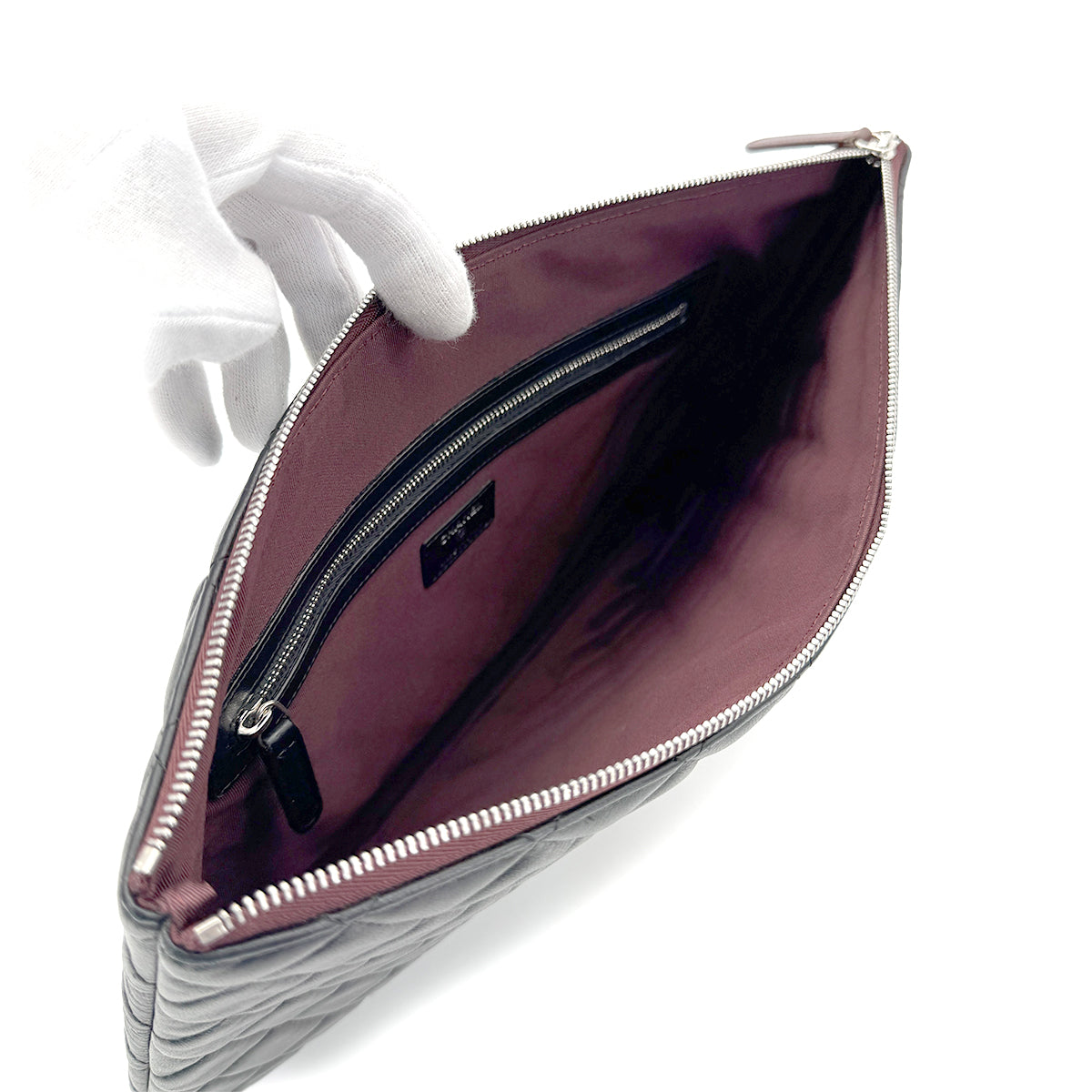 Luxury Promise Japan CHANEL MATELASSE CLUTCH BAG BLACK LAMB SKIN 90280503