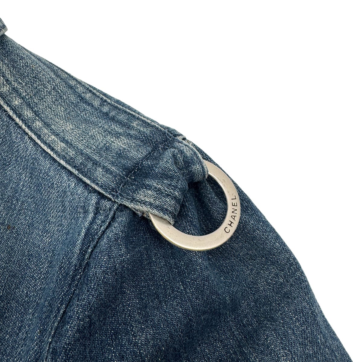 Luxury Promise Japan CHANEL MATELASSE COCO BUTTON DENIM ZIP UP JACKET BLUE COTTON 38 08P RTW 90290217