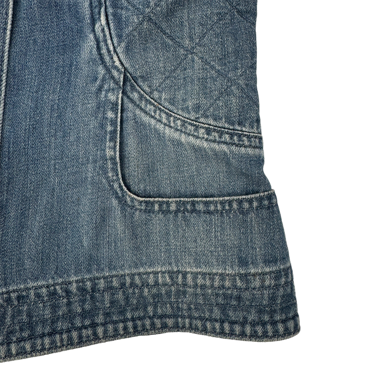 Luxury Promise Japan CHANEL MATELASSE COCO BUTTON DENIM ZIP UP JACKET BLUE COTTON 38 08P RTW 90290217