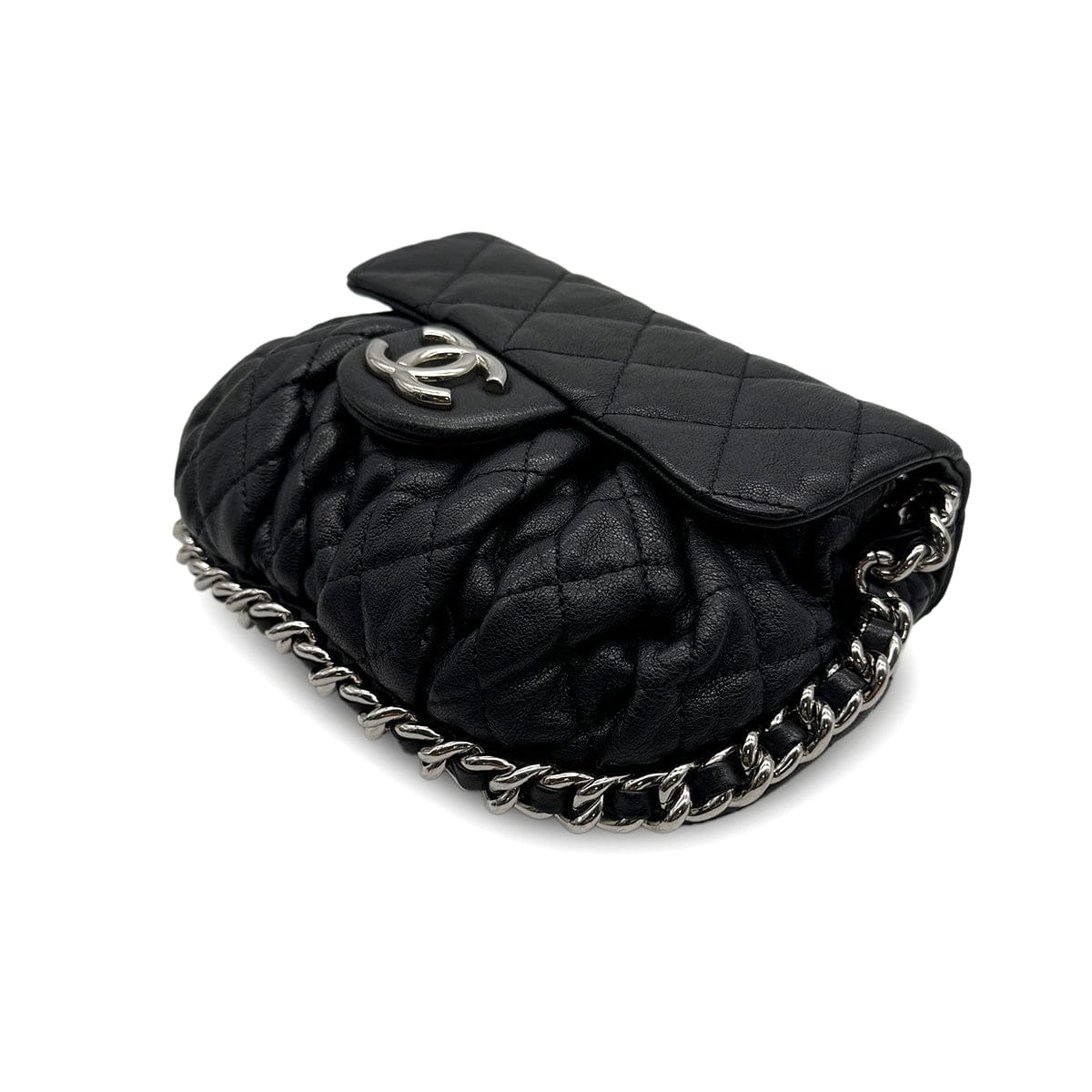 Luxury Promise Japan CHANEL MATELASSE COCOMARK CHAIN AROUND SHOULDER BAG BLACK LEATHER 90314412