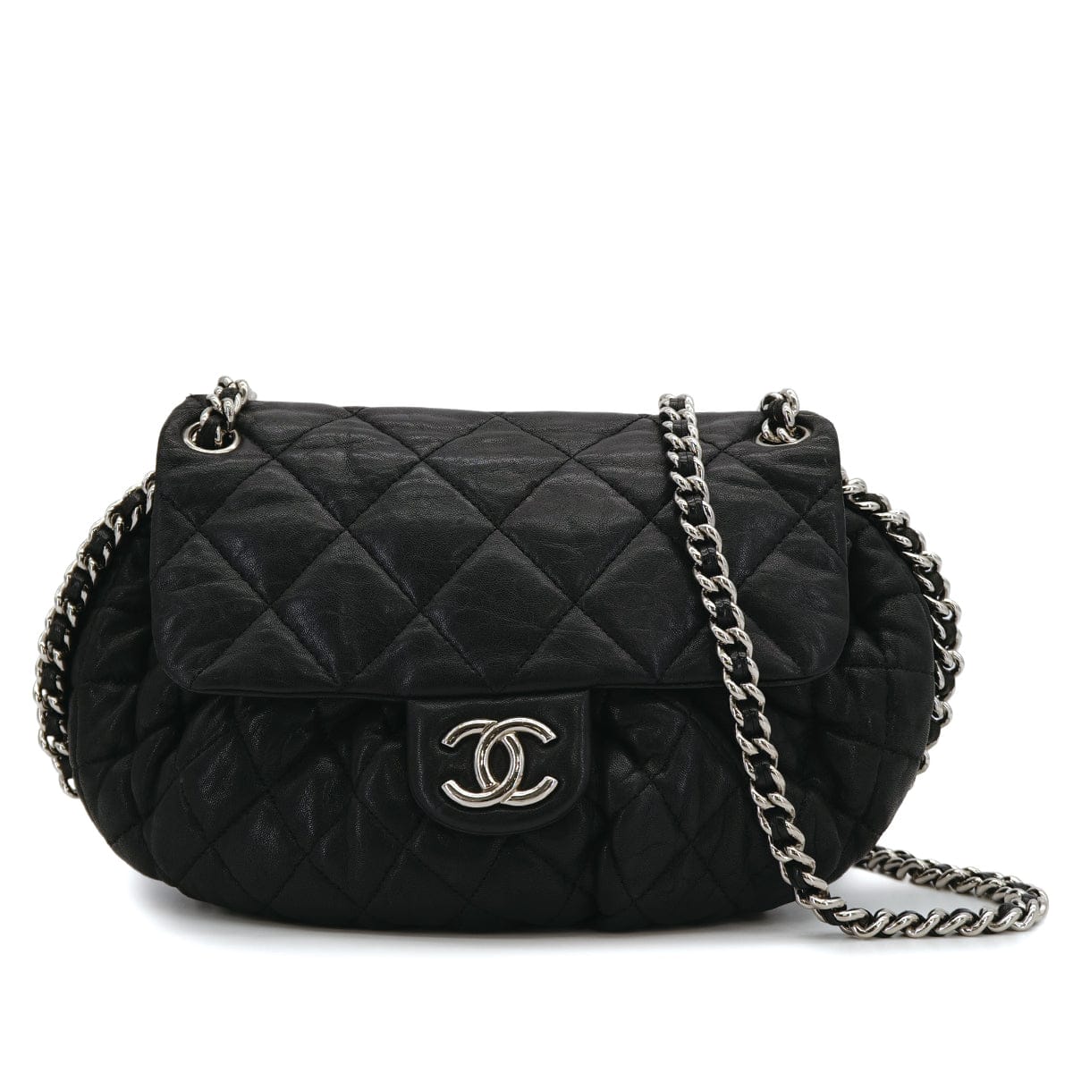 Luxury Promise Japan CHANEL MATELASSE COCOMARK CHAIN AROUND SHOULDER BAG BLACK LEATHER 90315879