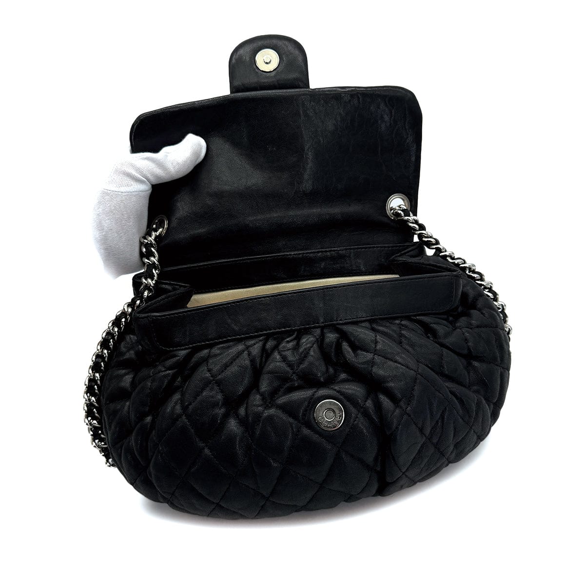 Luxury Promise Japan CHANEL MATELASSE COCOMARK CHAIN AROUND SHOULDER BAG BLACK LEATHER 90315879