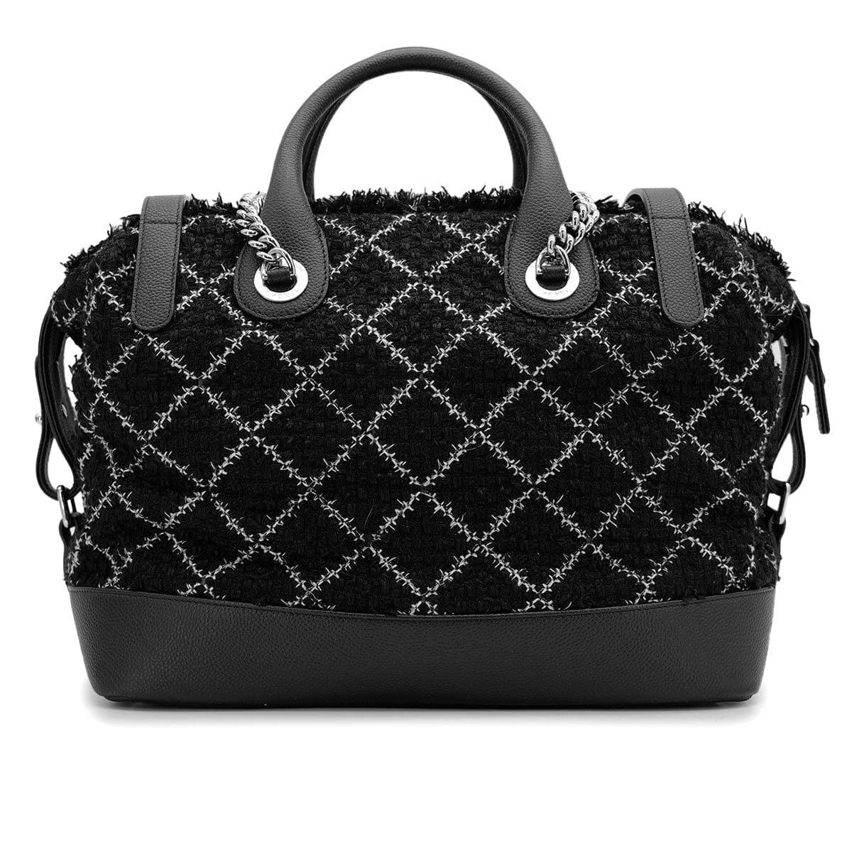 Luxury Promise Japan CHANEL MATELASSE COCOMARK CHAIN SHOULDER HAND BAG BLACK WHITE TWEED 90313405