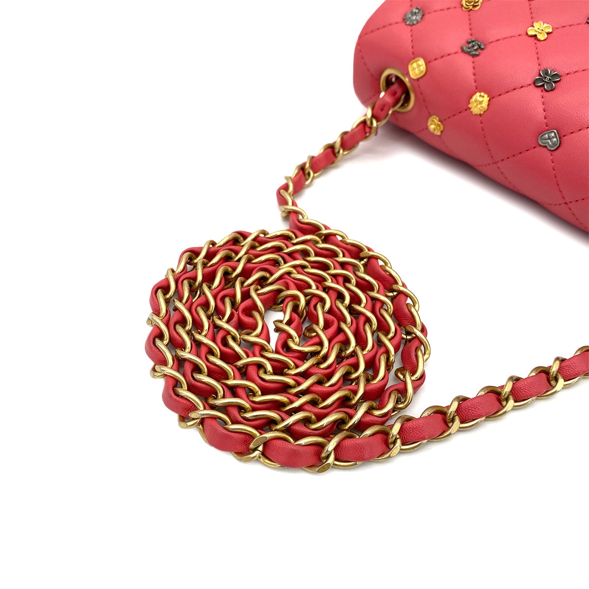 Luxury Promise Japan CHANEL MATELASSE ICON CHAIN SHOULDER BAG PINK LAMB SKIN 90261216