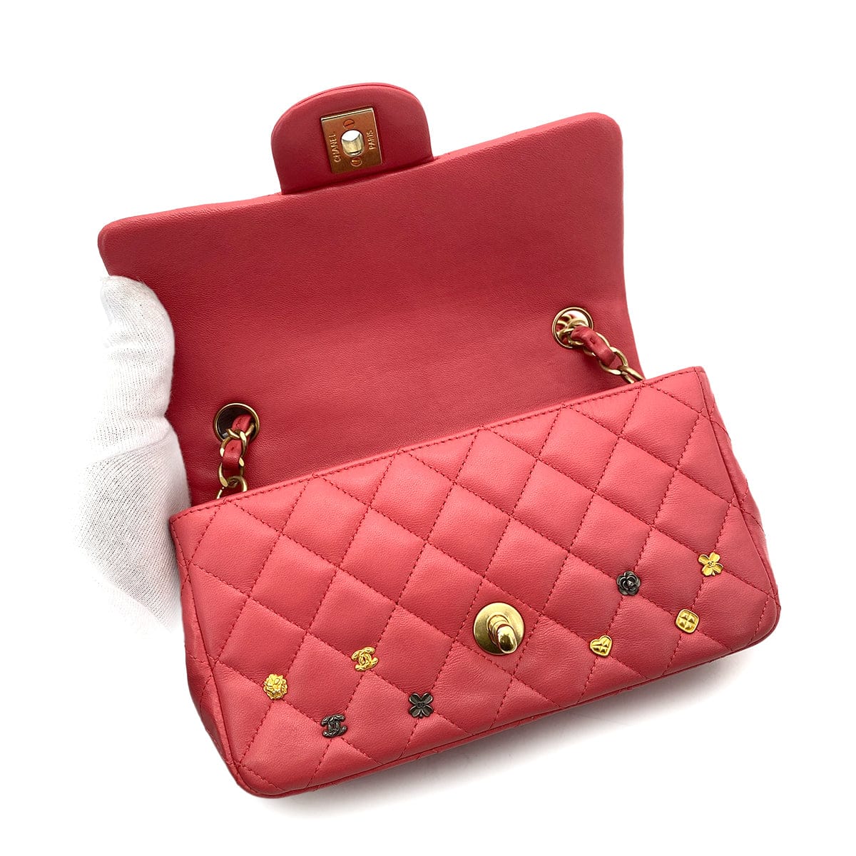 Luxury Promise Japan CHANEL MATELASSE ICON CHAIN SHOULDER BAG PINK LAMB SKIN 90261216