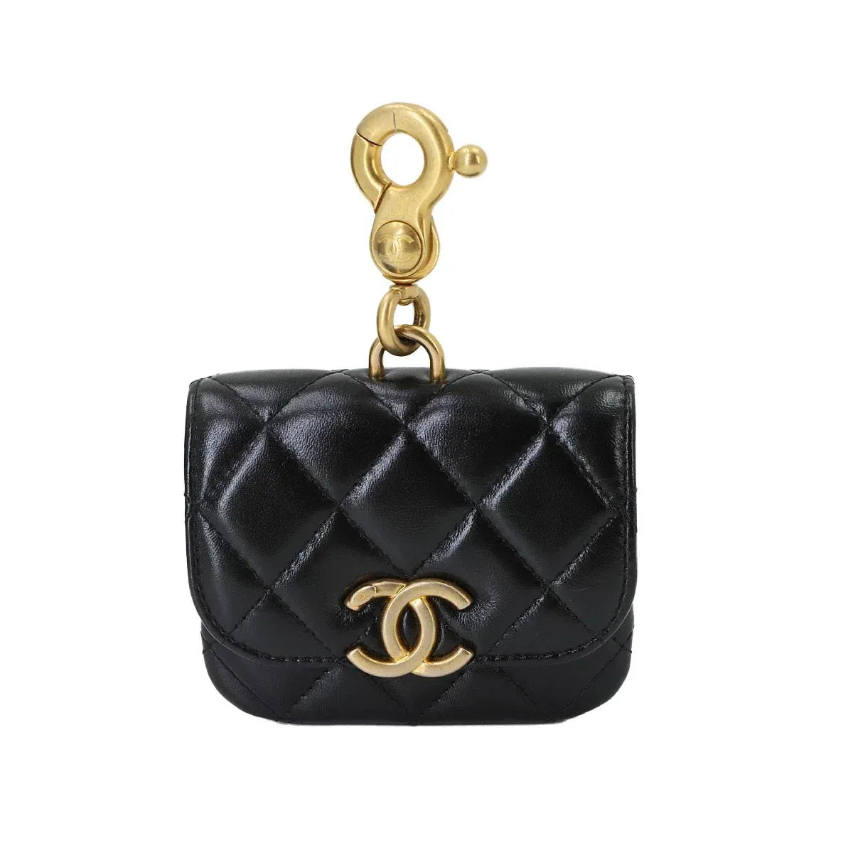 Luxury Promise Japan CHANEL Matelasse Mini Bag Charm Pouch Leather Black Purse 90340661