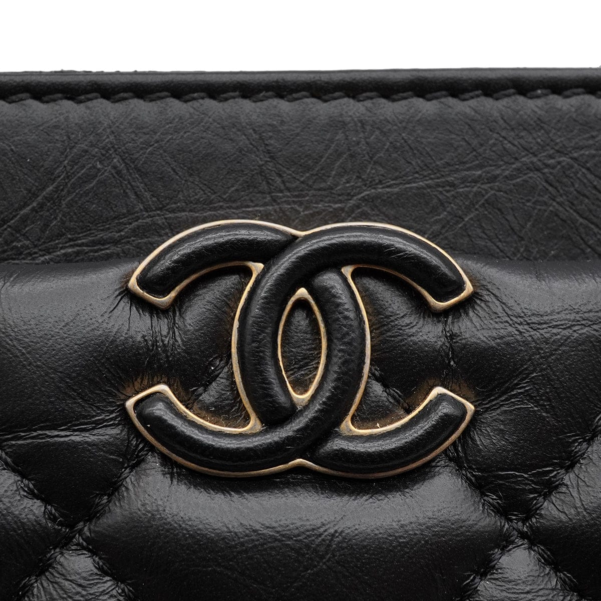 Luxury Promise Japan CHANEL MATELASSE SMALL SHOPPING BAG BLACK LAMB SKIN GOLD HARDWARE 90335798