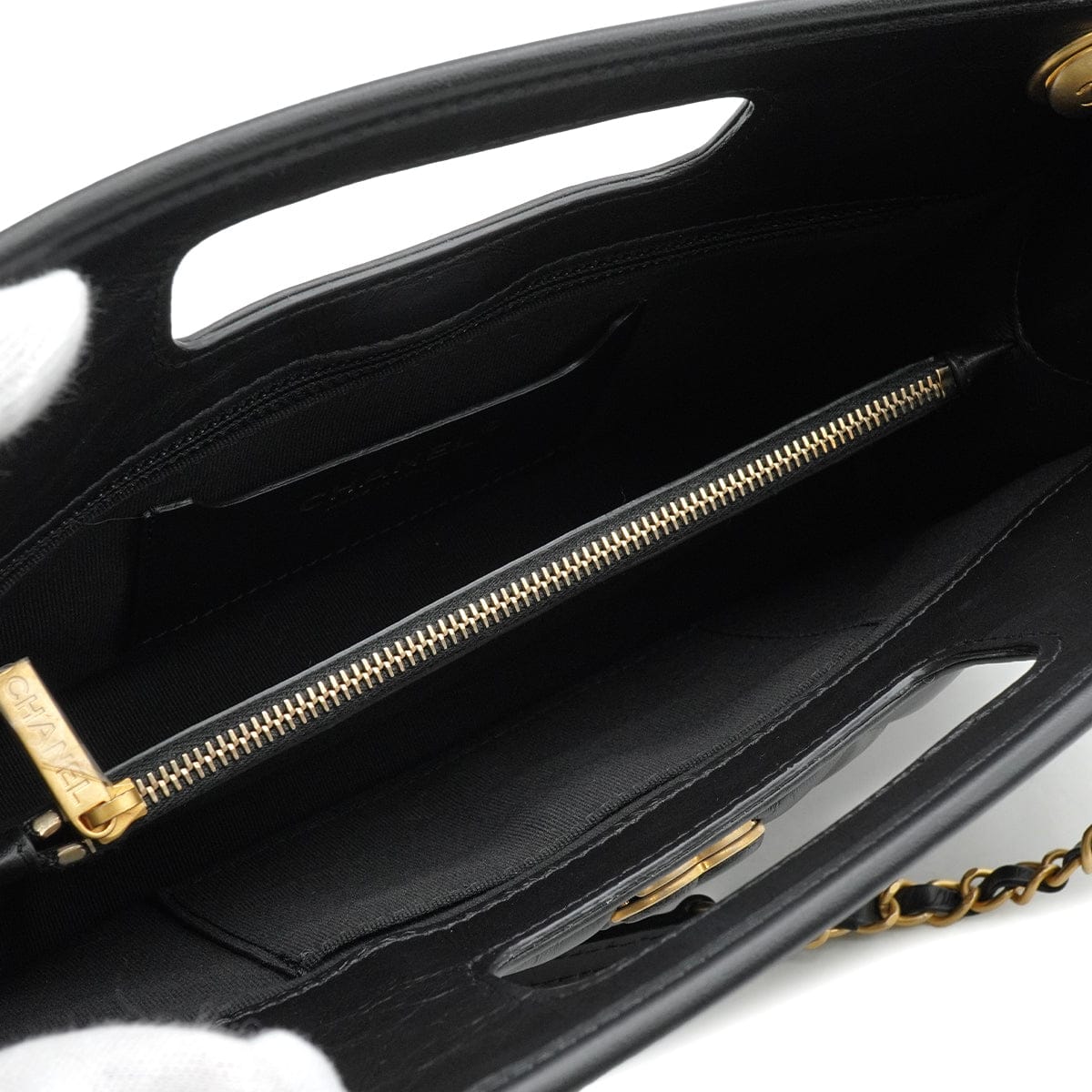 Luxury Promise Japan CHANEL MATELASSE SMALL SHOPPING BAG BLACK LAMB SKIN GOLD HARDWARE 90335798