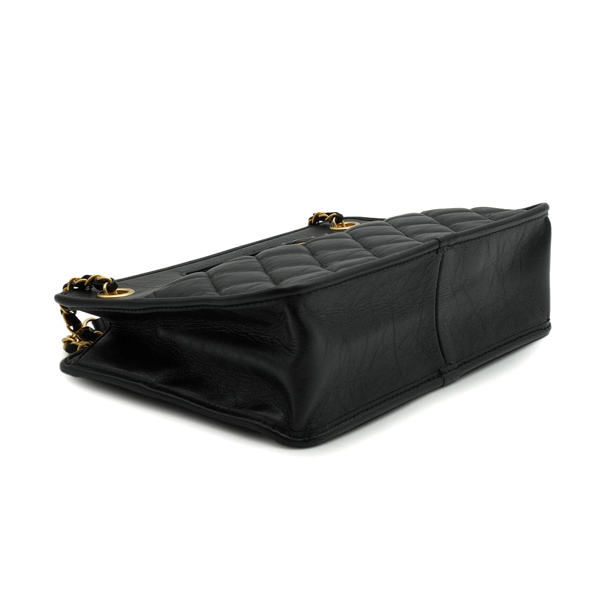 Luxury Promise Japan CHANEL MATELASSE SMALL SHOPPING BAG BLACK LAMB SKIN GOLD HARDWARE 90335798