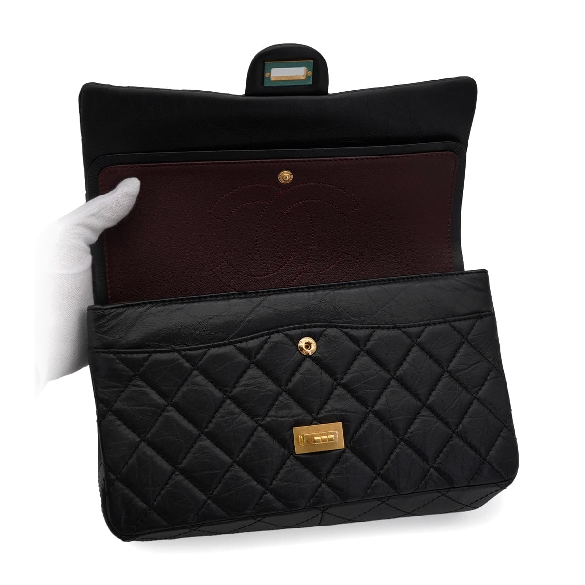 Luxury Promise Japan CHANEL MATERASSE 2.55  CHAIN SHOULDER BAG BLACK LEATHER GOLD HARDWARE 90345071