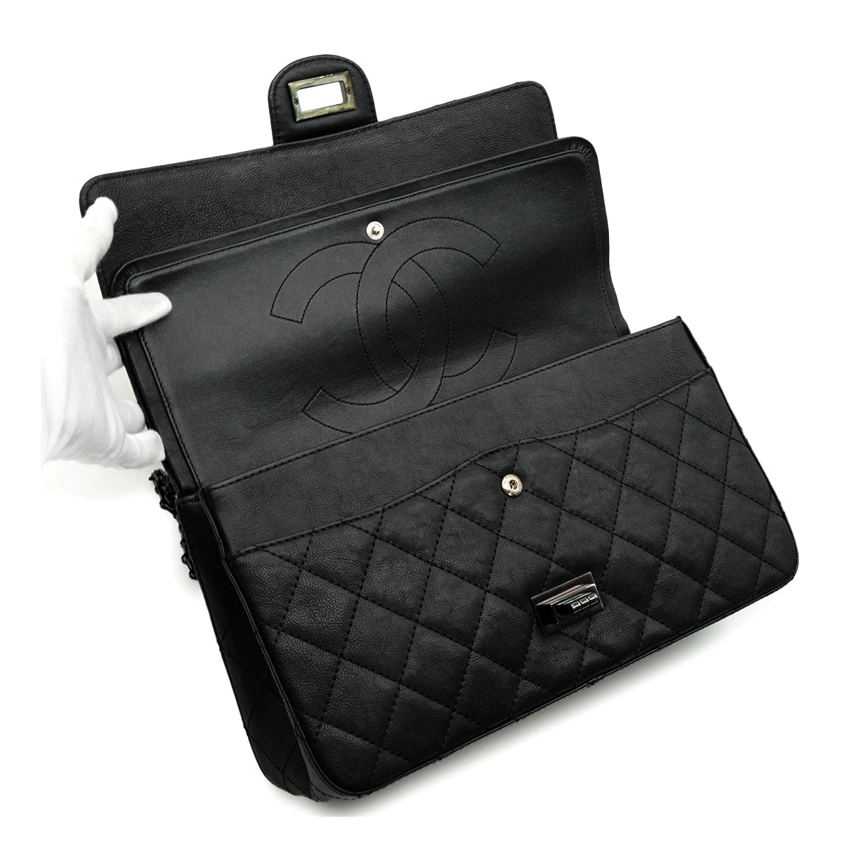 Luxury Promise Japan CHANEL MATERASSE 2.55 CHAIN SHOULDER BAG BLACK LEATHER SO BLACK HARDWARE 90346673