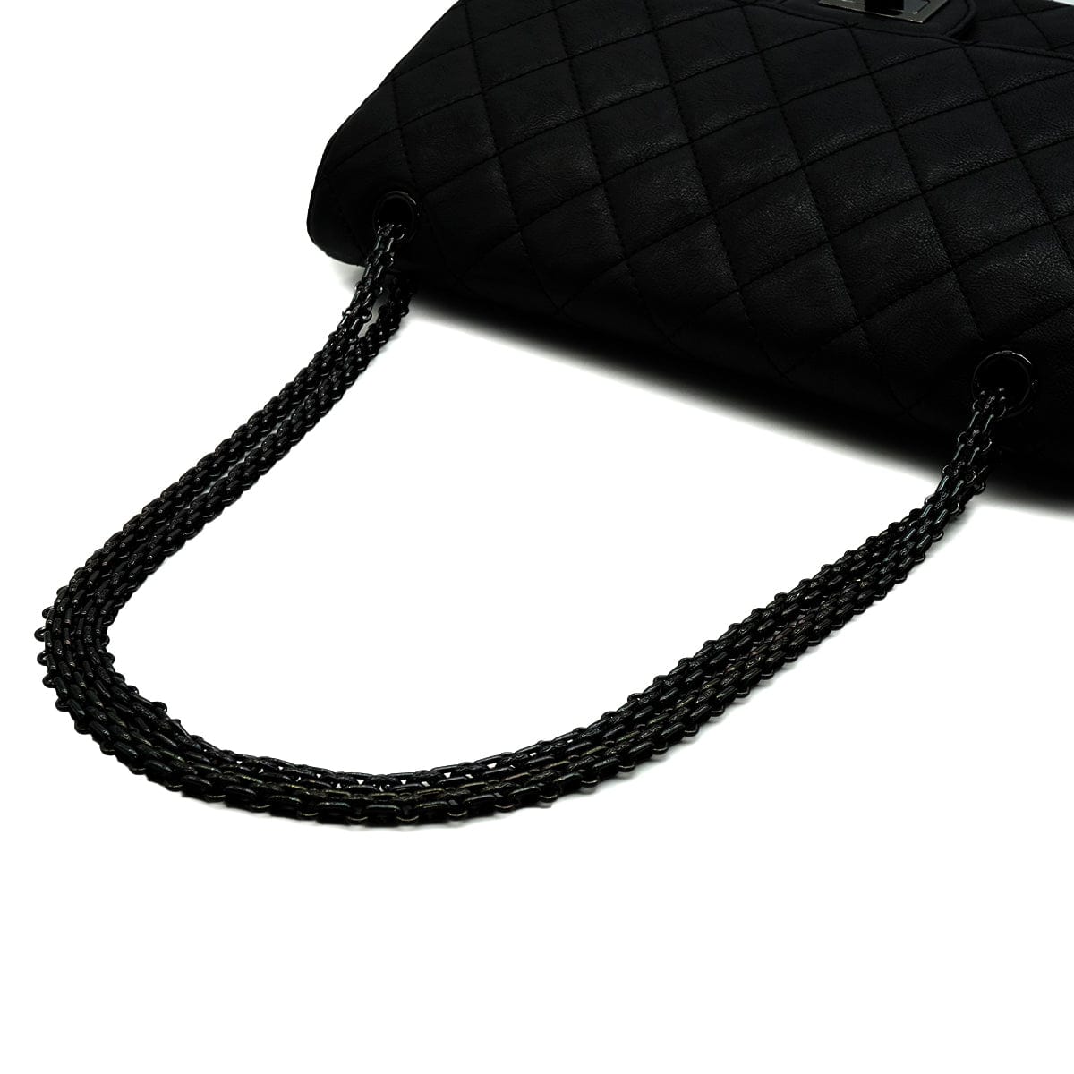 Luxury Promise Japan CHANEL MATERASSE 2.55 CHAIN SHOULDER BAG BLACK LEATHER SO BLACK HARDWARE 90346673