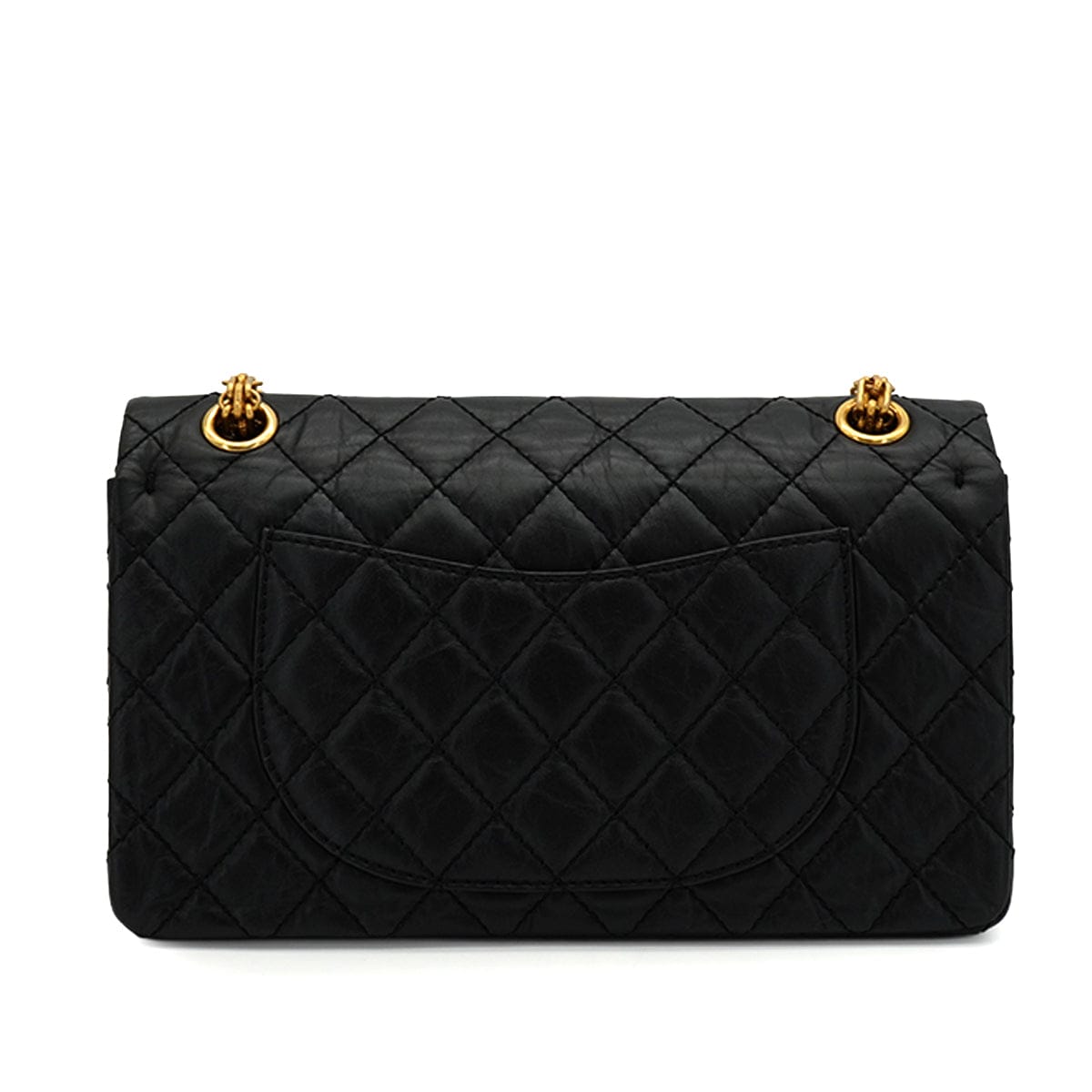 Luxury Promise Japan CHANEL MATERASSE 2.55 ICON CHARM CHAIN SHOULDER BAG BLACK LEATHER GOLD HARDWARE 90345064