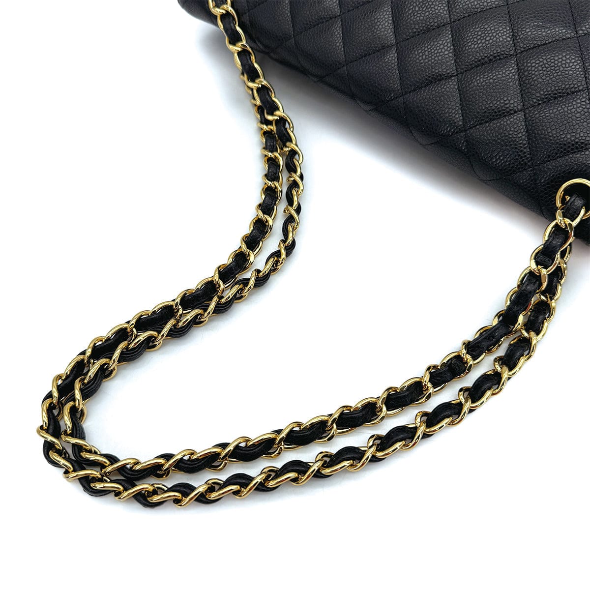 Luxury Promise Japan CHANEL MAXI MATELASSE 34 CHAIN SHOULDER BAG BLACK CAVIAR SKIN GOLD HARDWARE 90312937