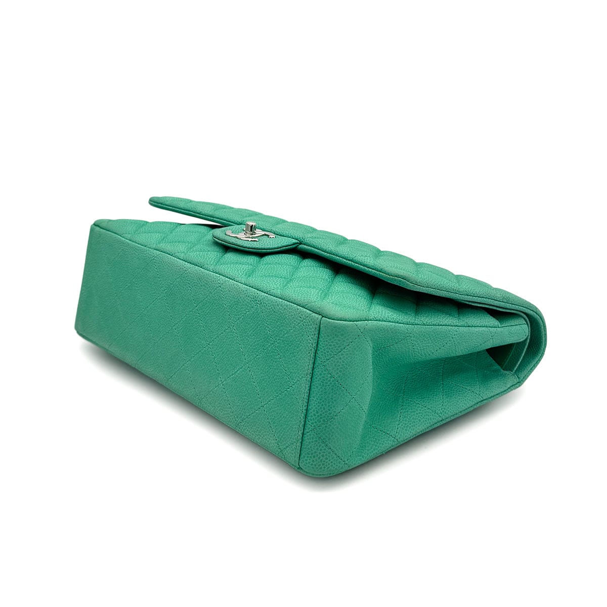 Luxury Promise Japan CHANEL MAXI MATELASSE 34 CHAIN SHOULDER BAG EMERALD GREEN CAVIAR SKIN SILVER HARDWARE 90317871