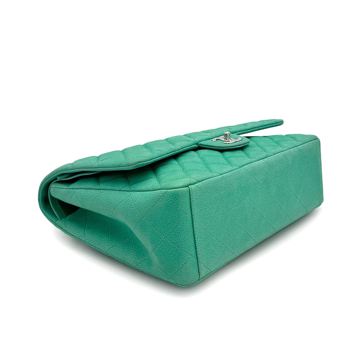 Luxury Promise Japan CHANEL MAXI MATELASSE 34 CHAIN SHOULDER BAG EMERALD GREEN CAVIAR SKIN SILVER HARDWARE 90317871