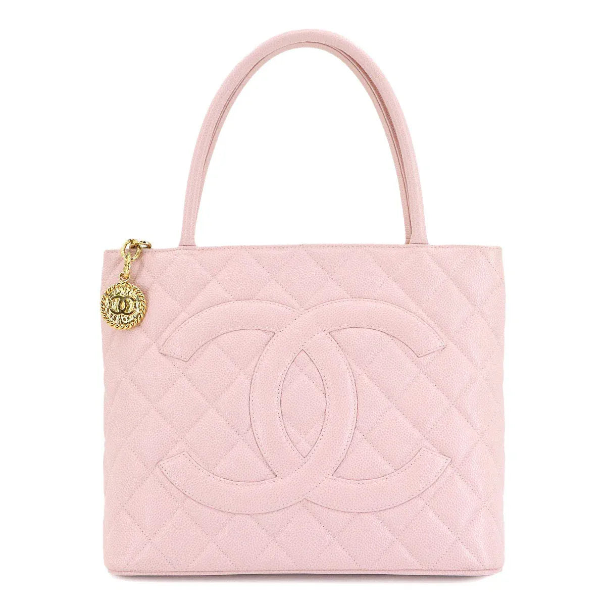 Luxury Promise Japan CHANEL Medallion Tote Bag Leather Light Pink A01804 Coco Logos Purse 90299228