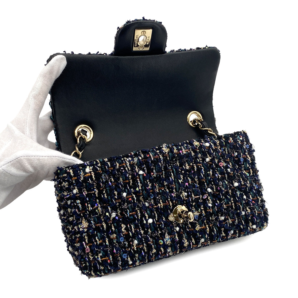 Luxury Promise Japan CHANEL MINI MATELASSE 20 CHAIN SHOULDER BAG MULTICOLOR TWEED 90301697