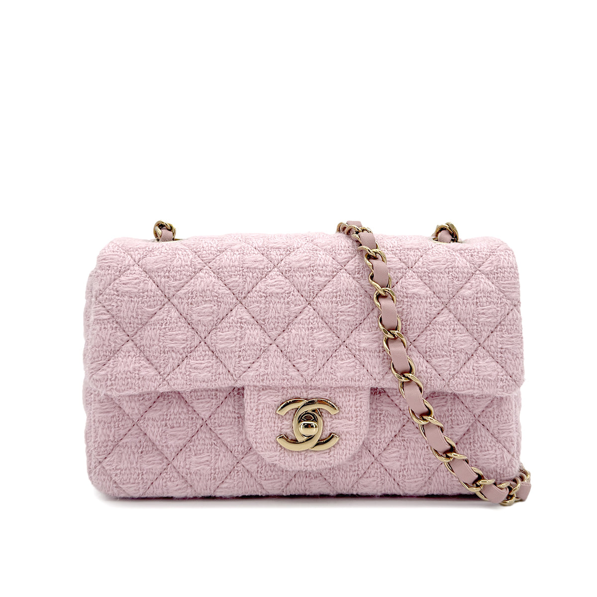 Luxury Promise Japan CHANEL MINI MATELASSE 20 CHAIN SHOULDER BAG PINK TWEED 90294827